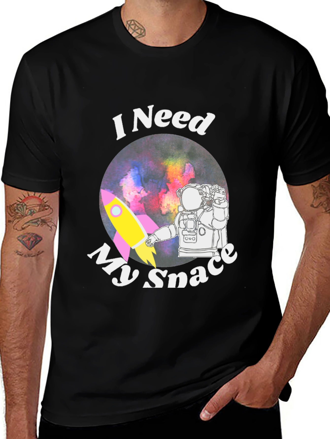 Variant 22 of I Need My Space Graphic Tee - Astronaut Universe Shirt