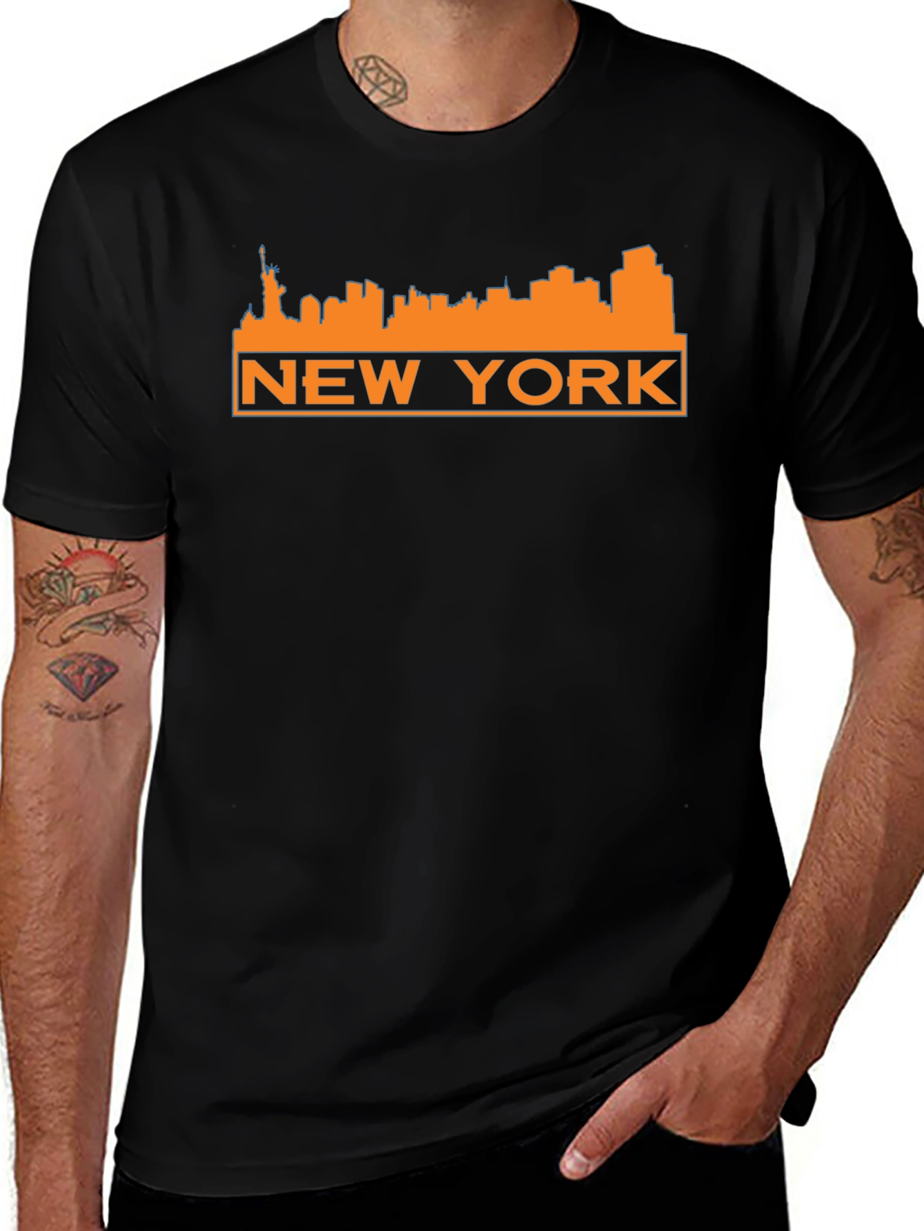 New York Skyline Graphic Tee - Black