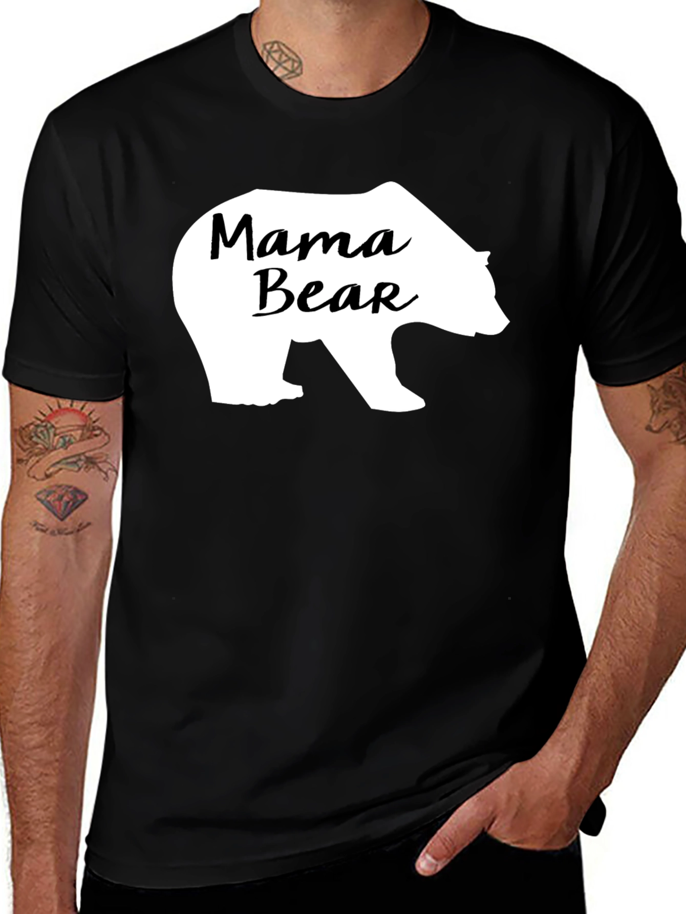 Variant 13 of Mama Bear Graphic Tee - Black Cotton Comfort