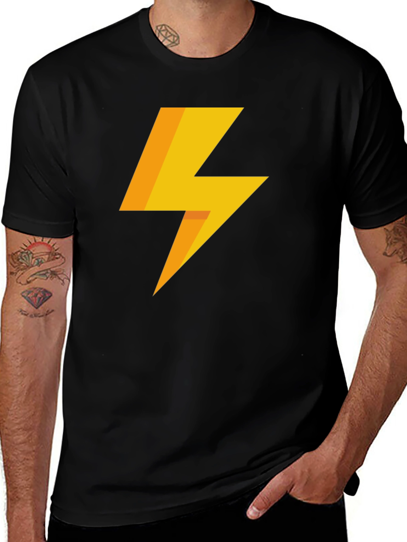 Variant 9 of Lightning Bolt Graphic Tee - Black Cotton T-Shirt