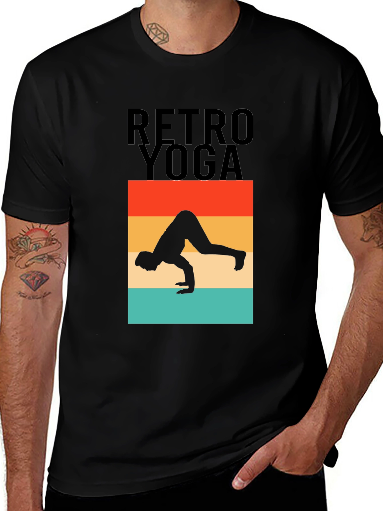 Variant 13 of Retro Yoga Graphic Tee - Black