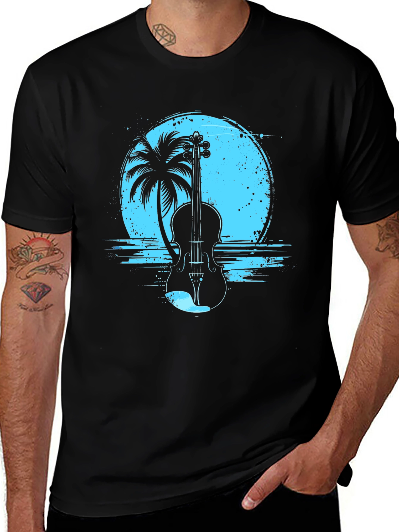 Variant 27 of Violin Island Graphic Tee - Black
