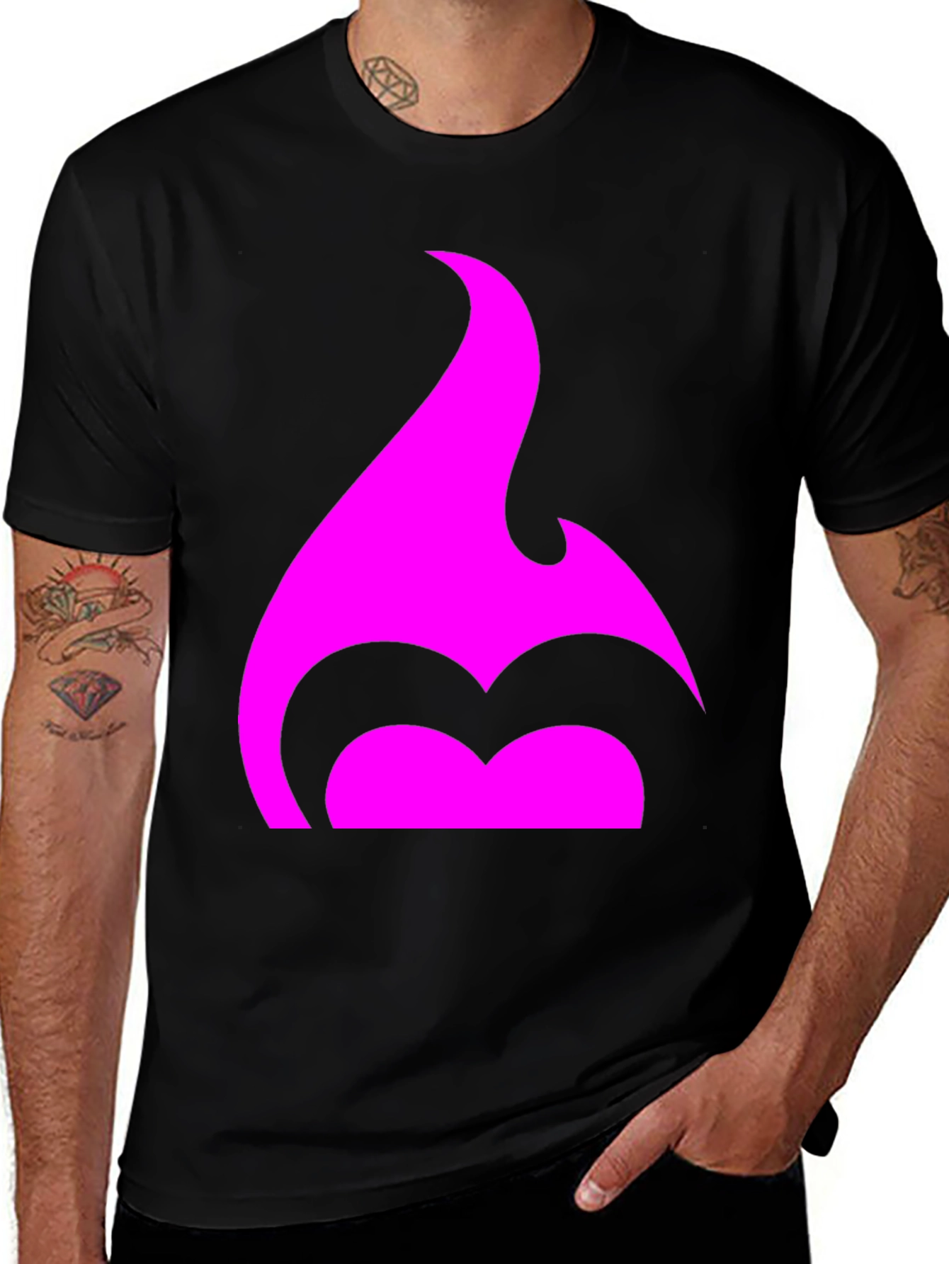 Variant 2 of Black T-Shirt with Pink Flame Graphic
