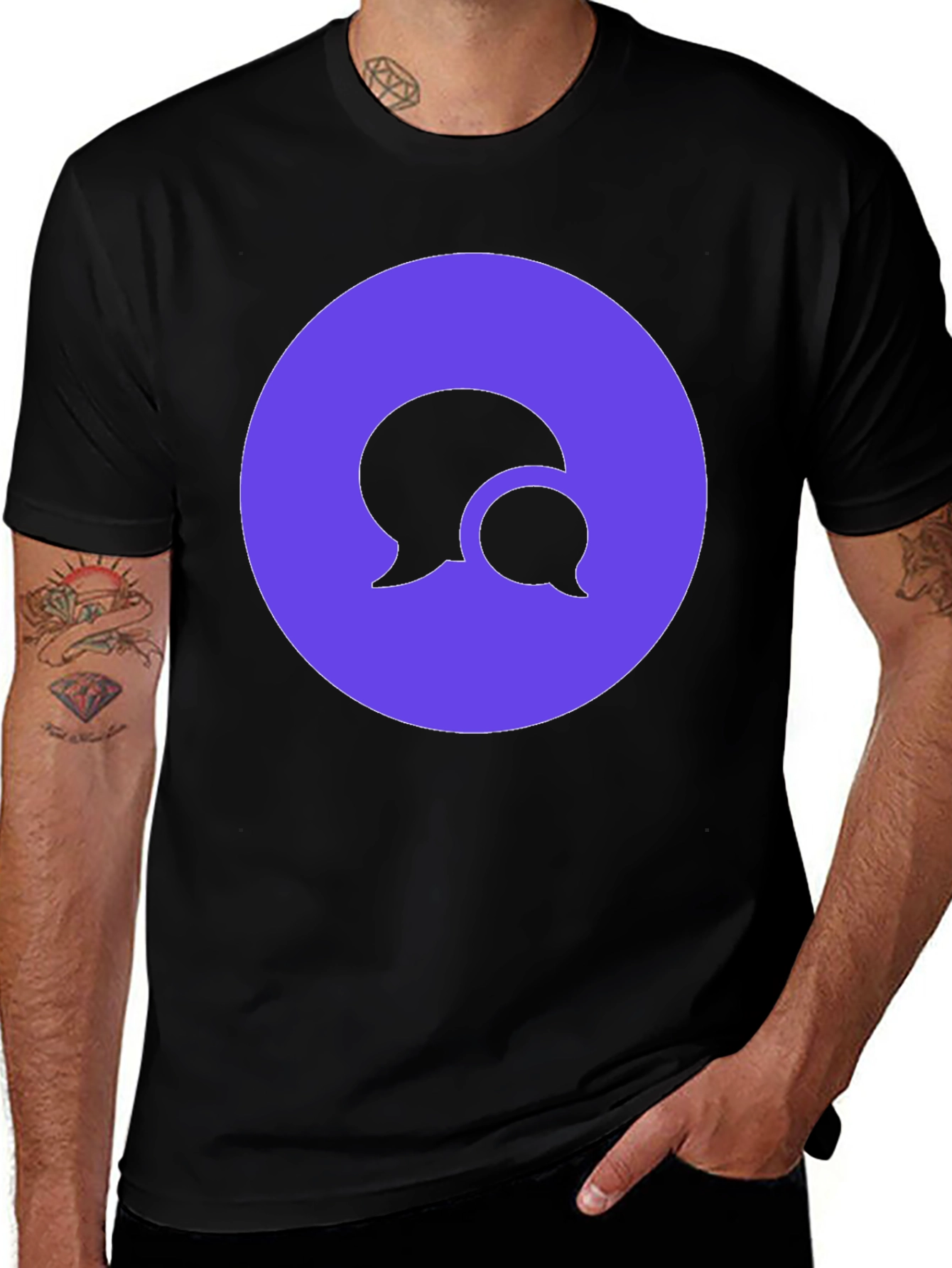 Variant 27 of Stylish Black T-Shirt with Chat Bubble Design