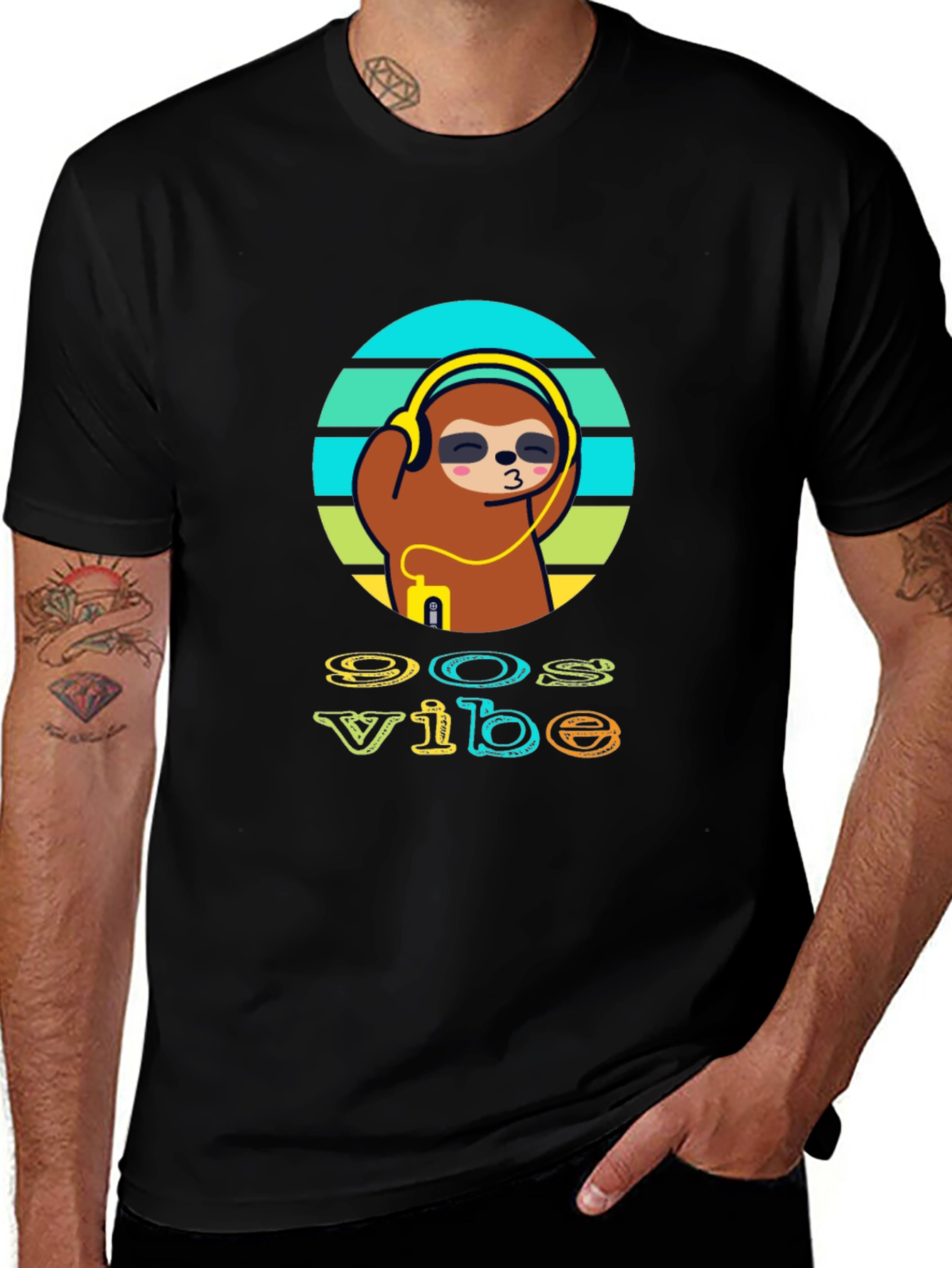Variant 20 of 90s Vibe Sloth T-Shirt - Black
