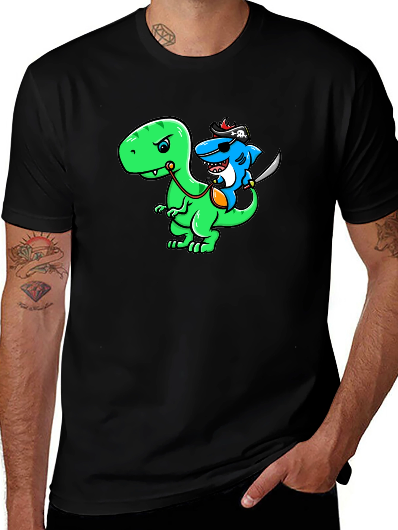 Variant 12 of Dino Shark Pirate Graphic T-Shirt