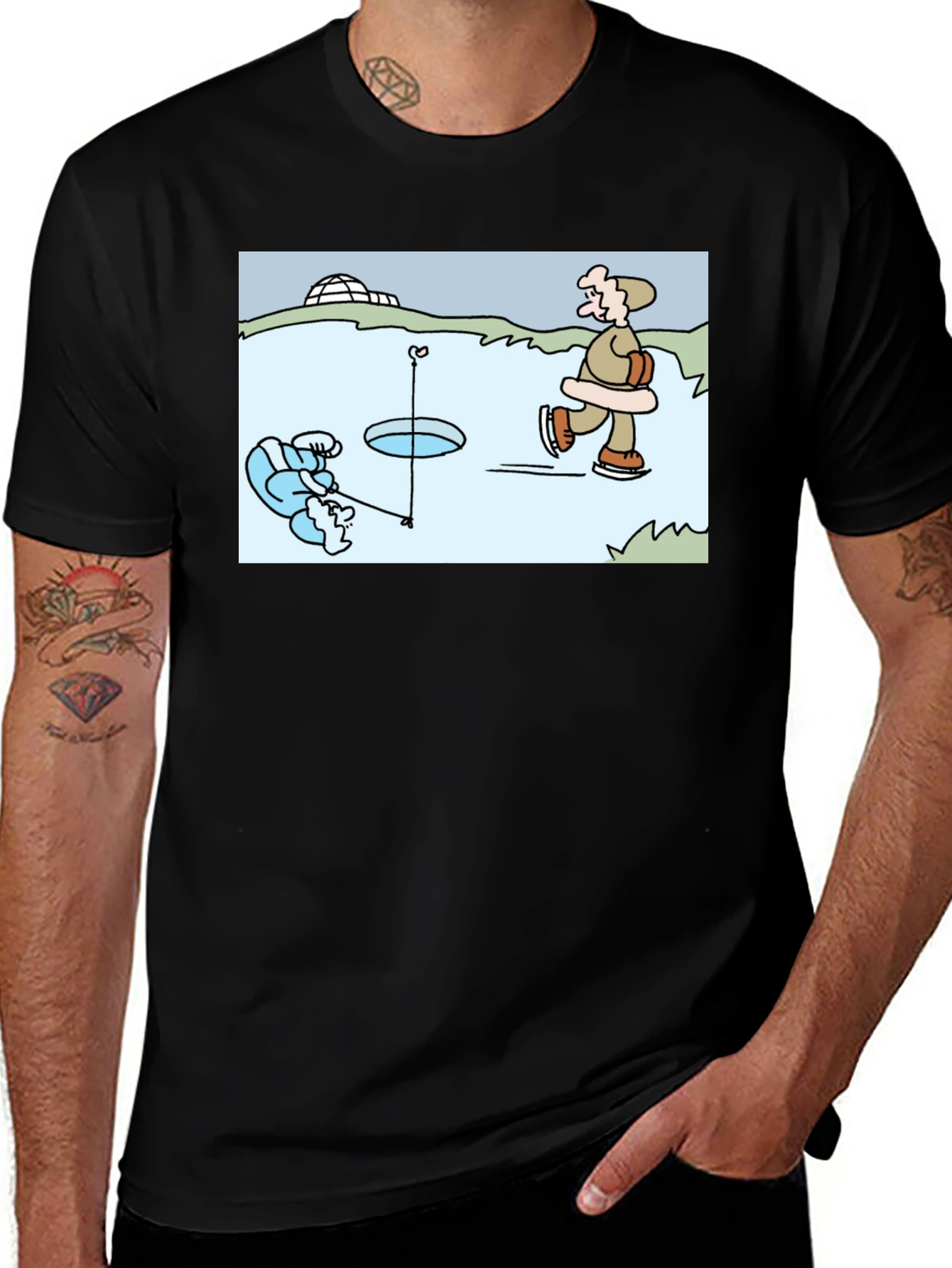 Variant 7 of Ice Fishing Cartoon T-Shirt