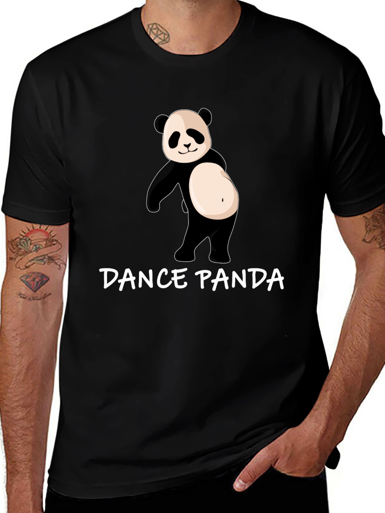 Variant 14 of Dance Panda Graphic Tee - Black Cotton T-Shirt