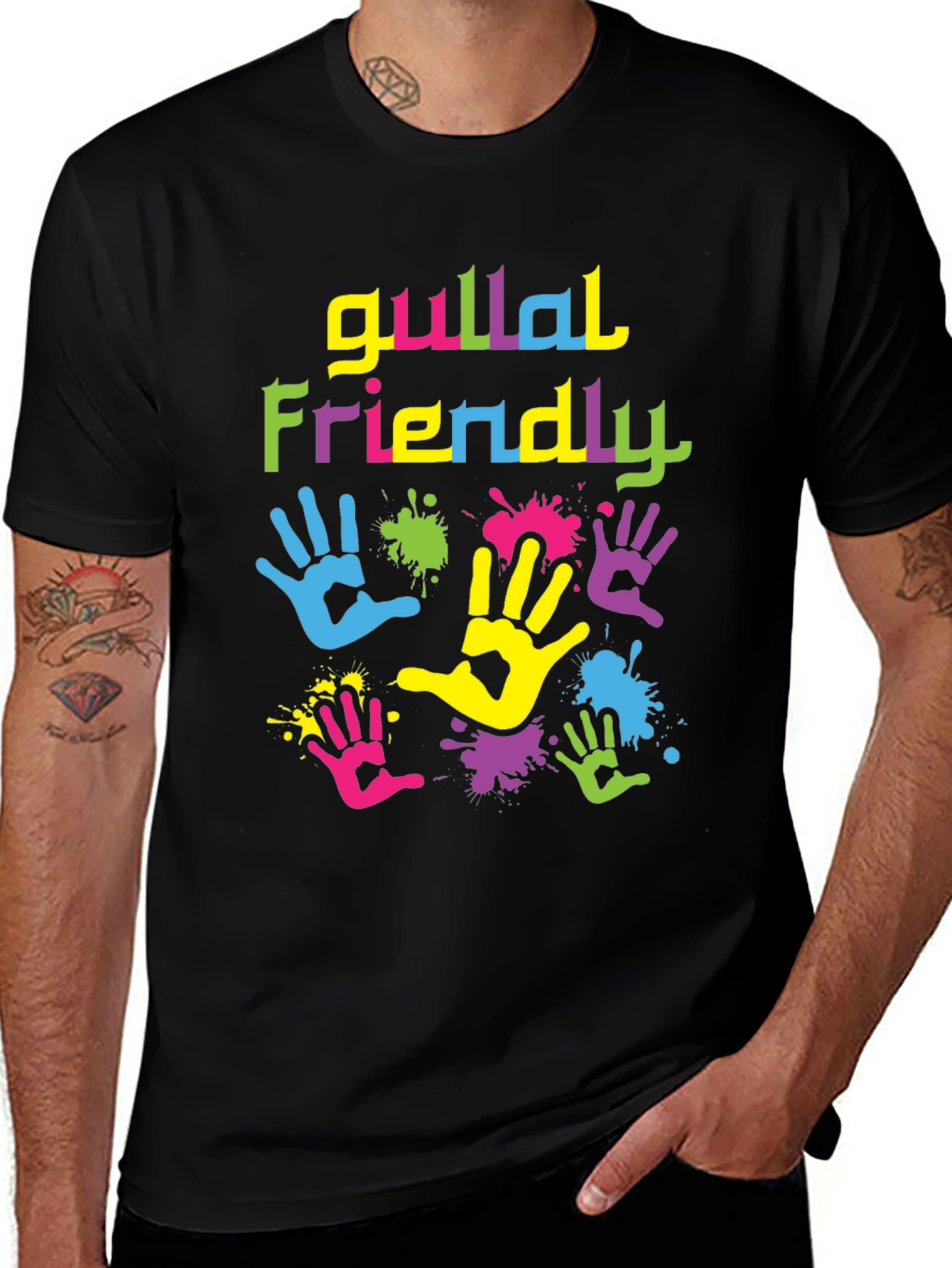 Gulal Friendly Holi T-Shirt Colorful Handprints