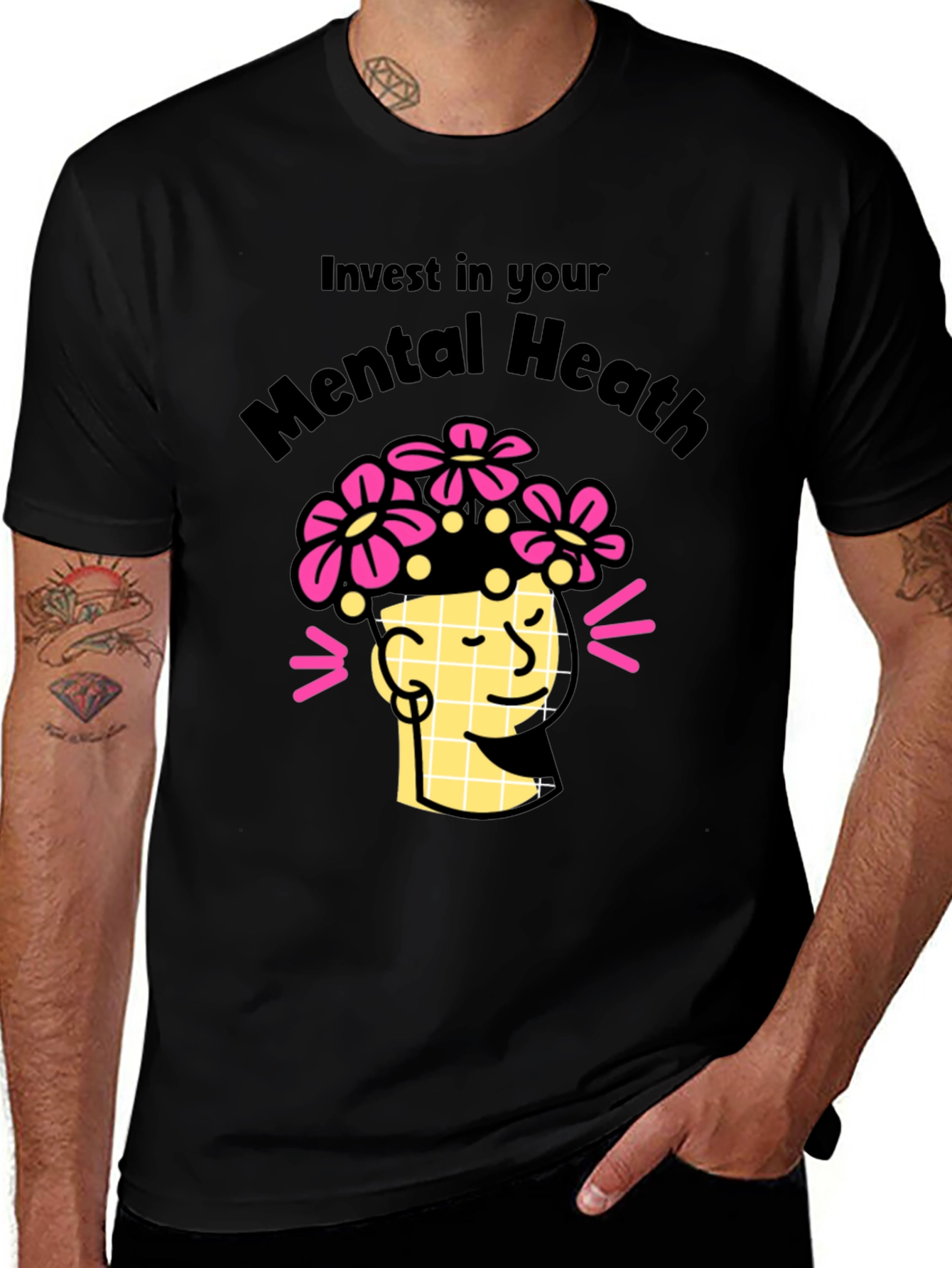 Black Invest in Your Mental Health T-Shirt main image