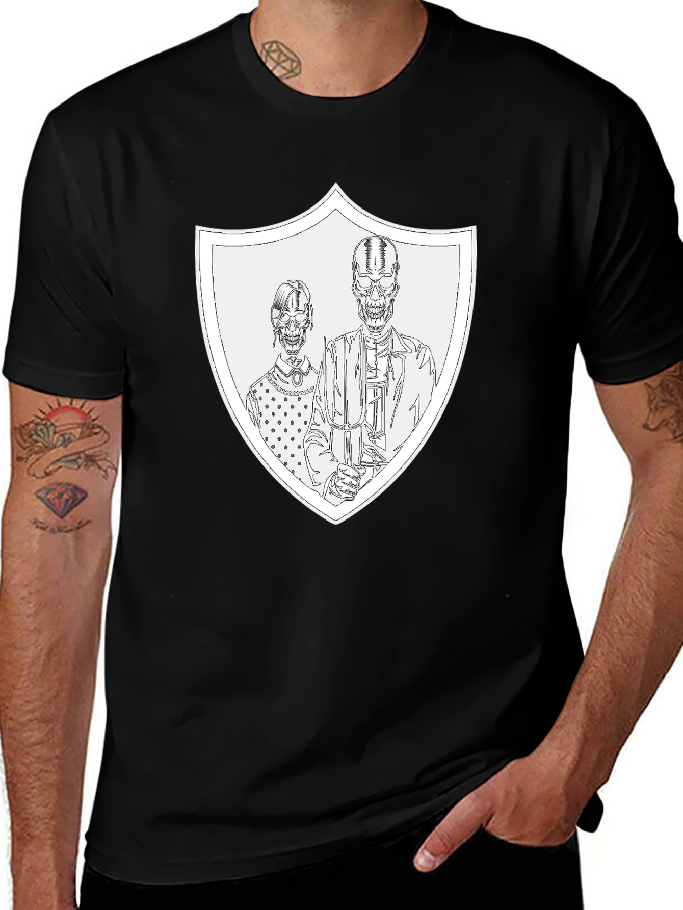 Variant 19 of Skeleton Family Crest T-Shirt