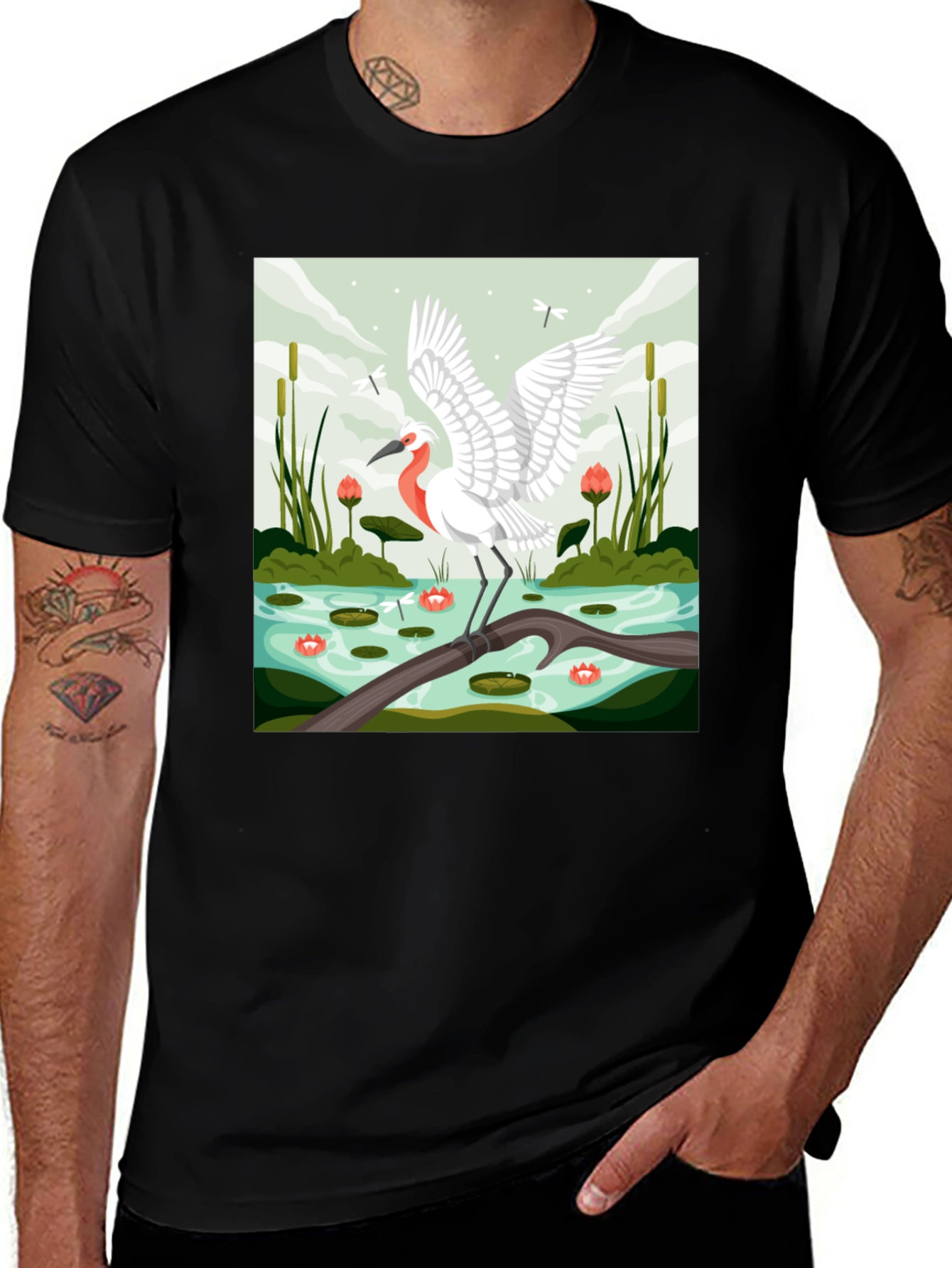 Variant 15 of Heron Lake Graphic Tee - Nature Lover's T-Shirt