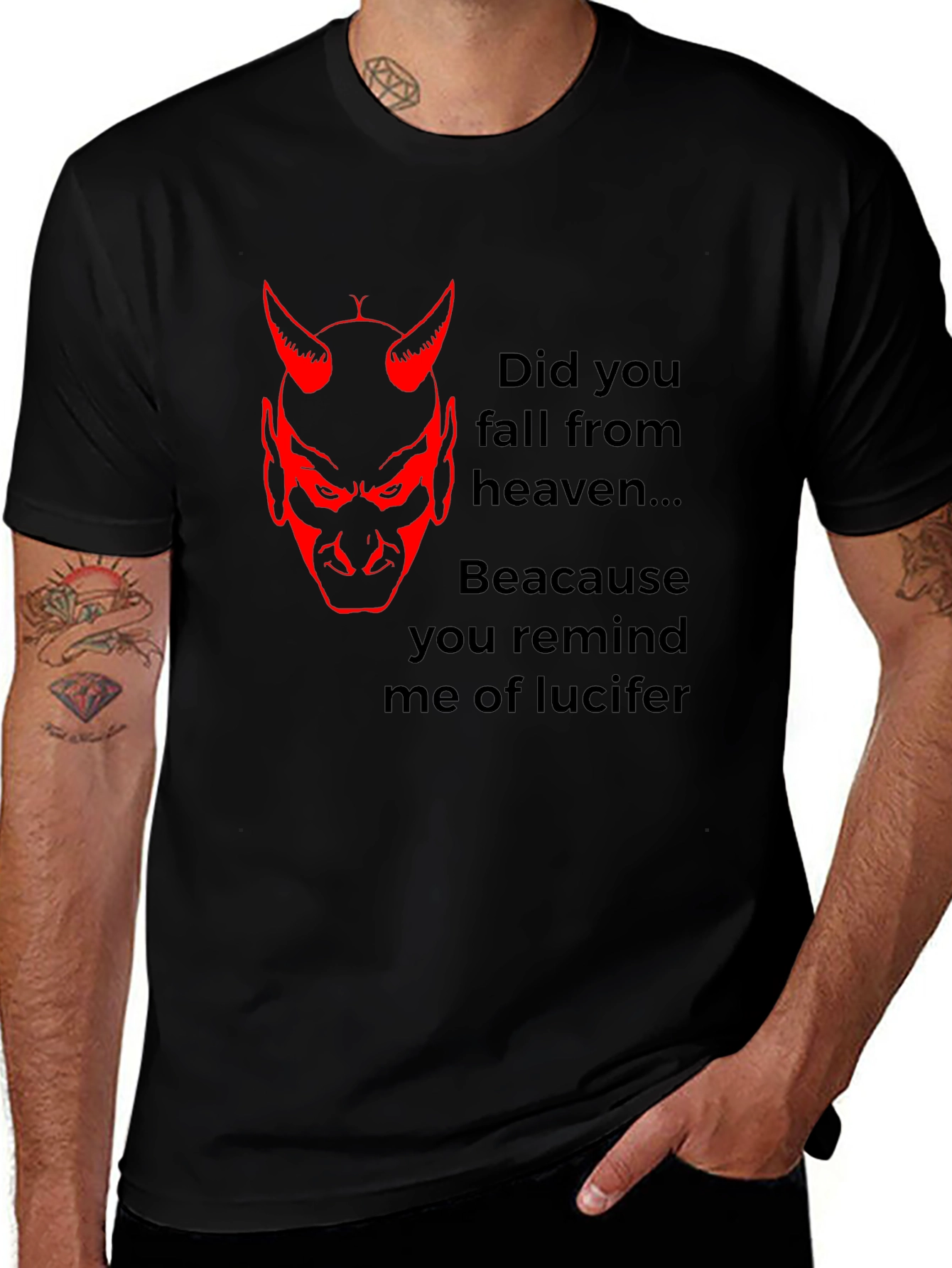 Devil Lucifer Graphic Print Tee for Men