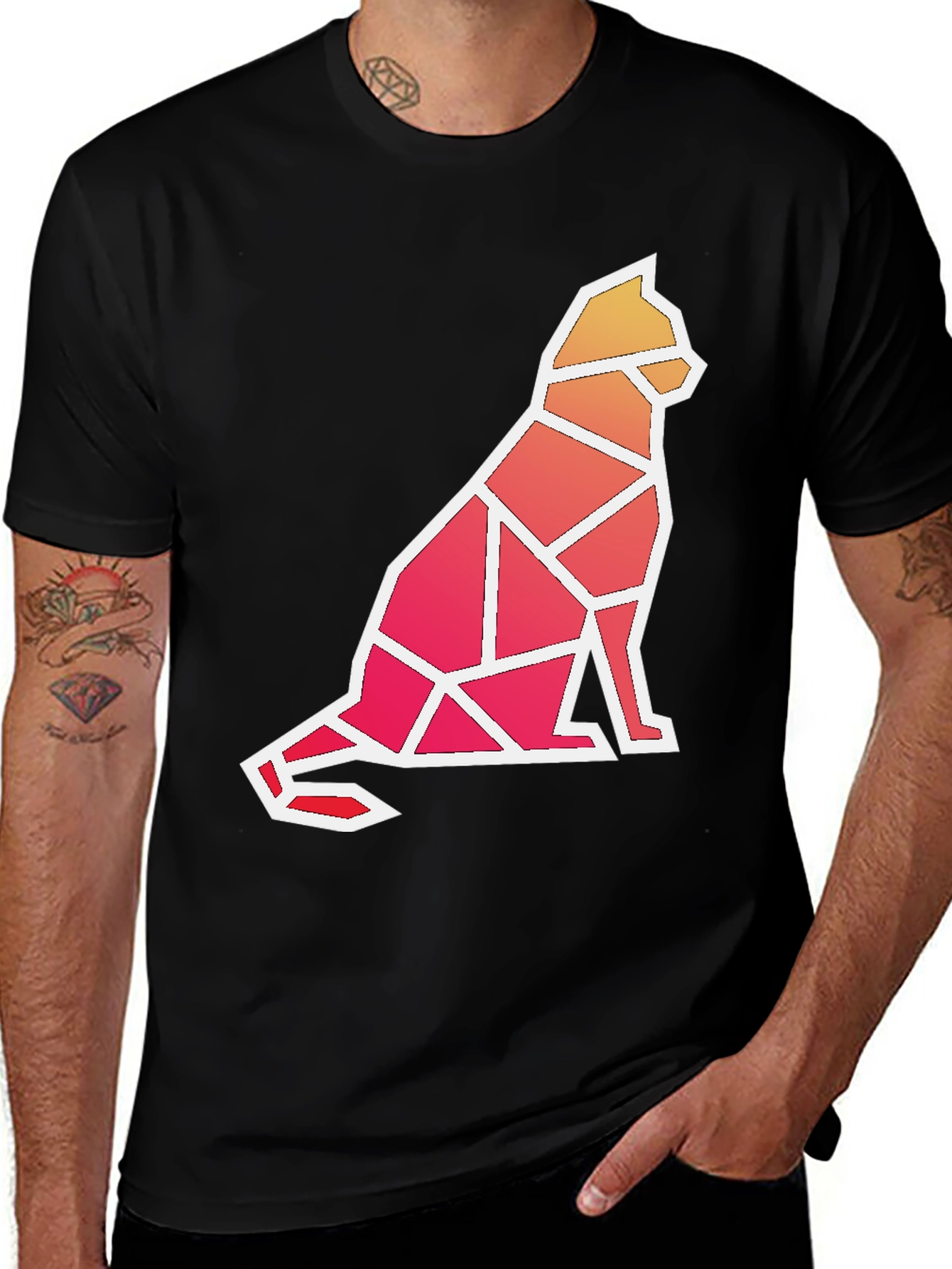 Variant 30 of Geometric Cat Graphic T-Shirt - Modern Artistic Tee