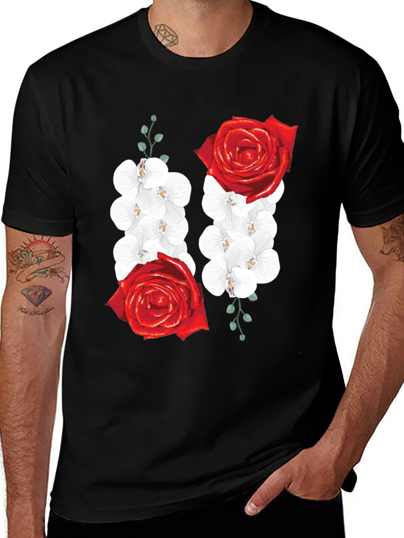 Variant 20 of Floral Rose and Orchid Graphic Tee