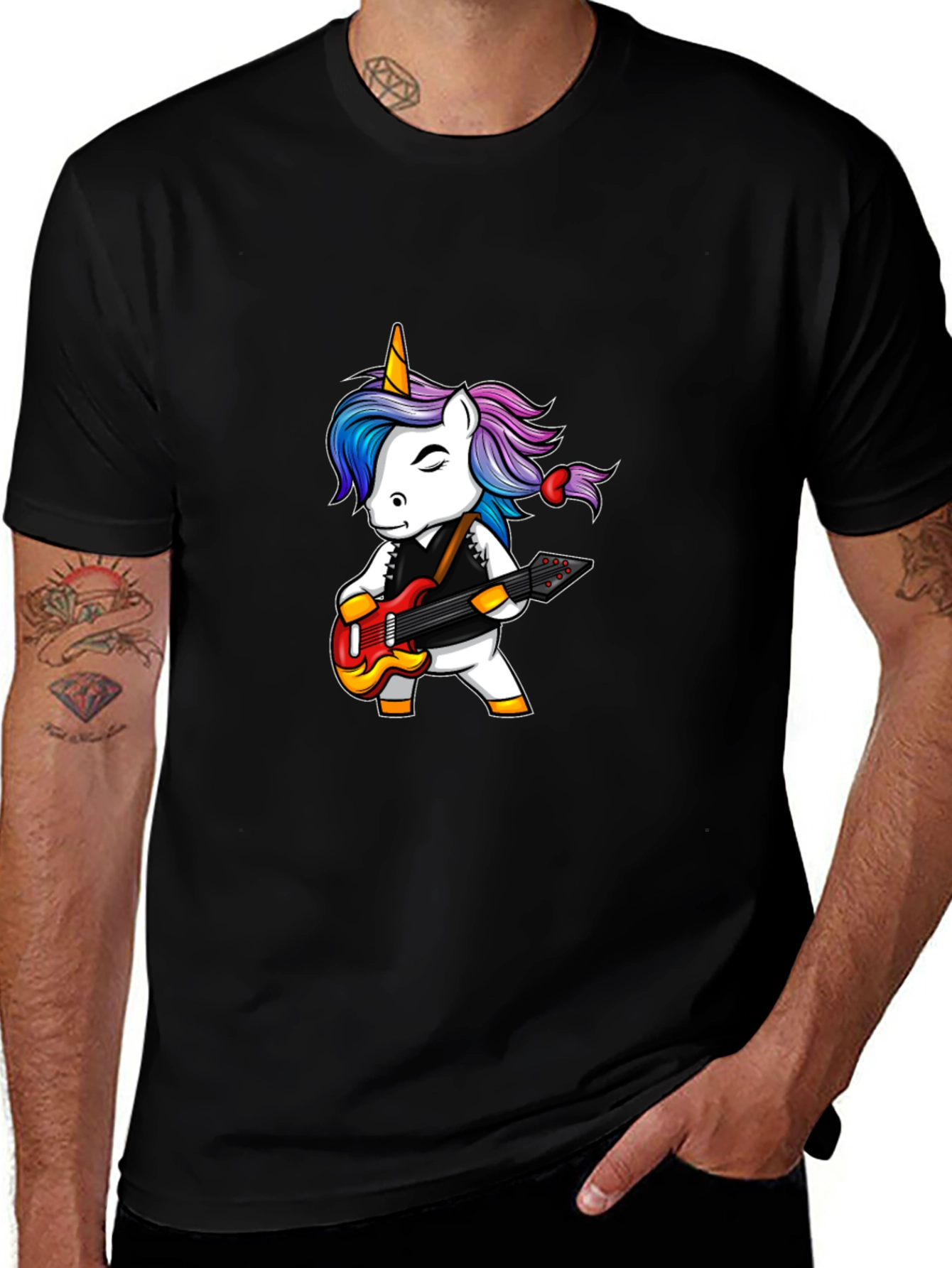 Variant 7 of Unicorn Guitarist Black Graphic Tee