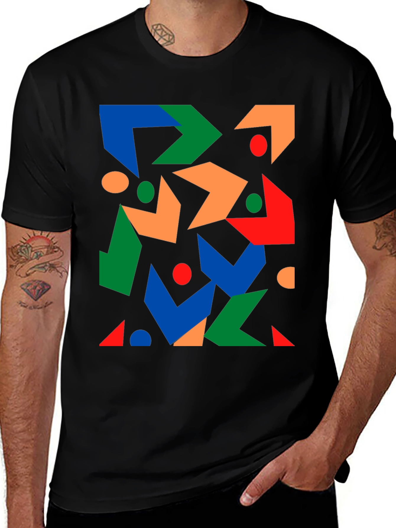 Variant 30 of Geometric Pattern Crew Neck T-Shirt