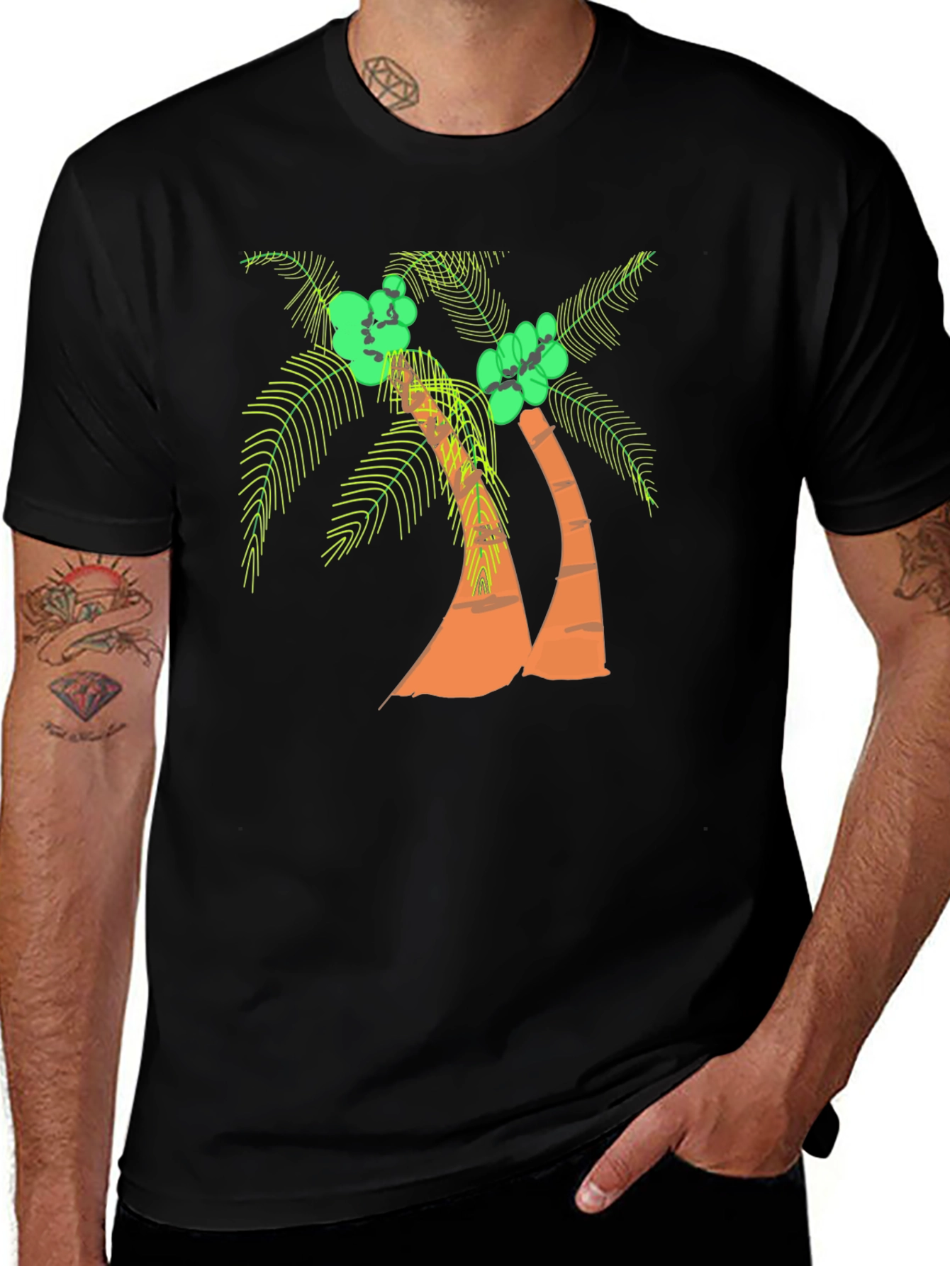 Variant 14 of Tropical Palm Tree Black Graphic Tee