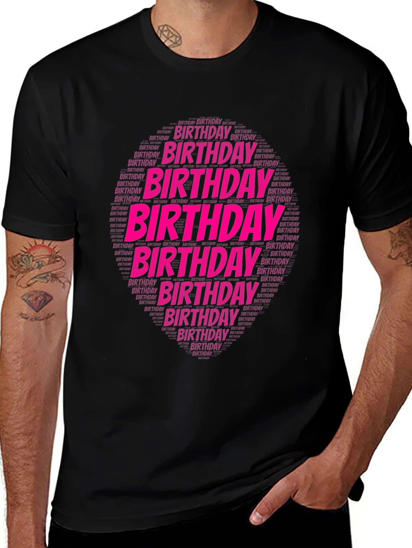 Variant 10 of Birthday Word Art Black T-Shirt