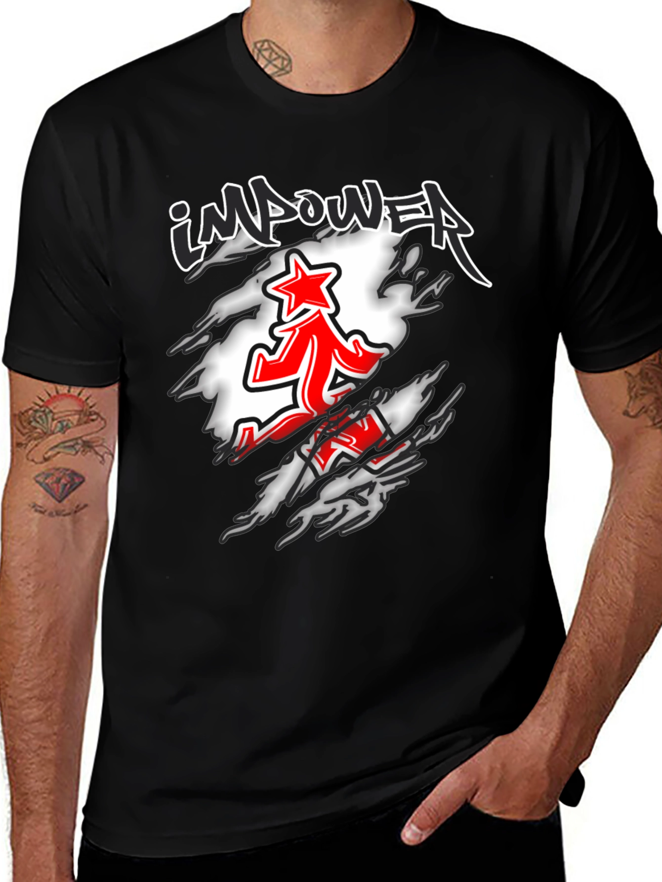 Variant 13 of Impower Running Star Graphic Black T-Shirt