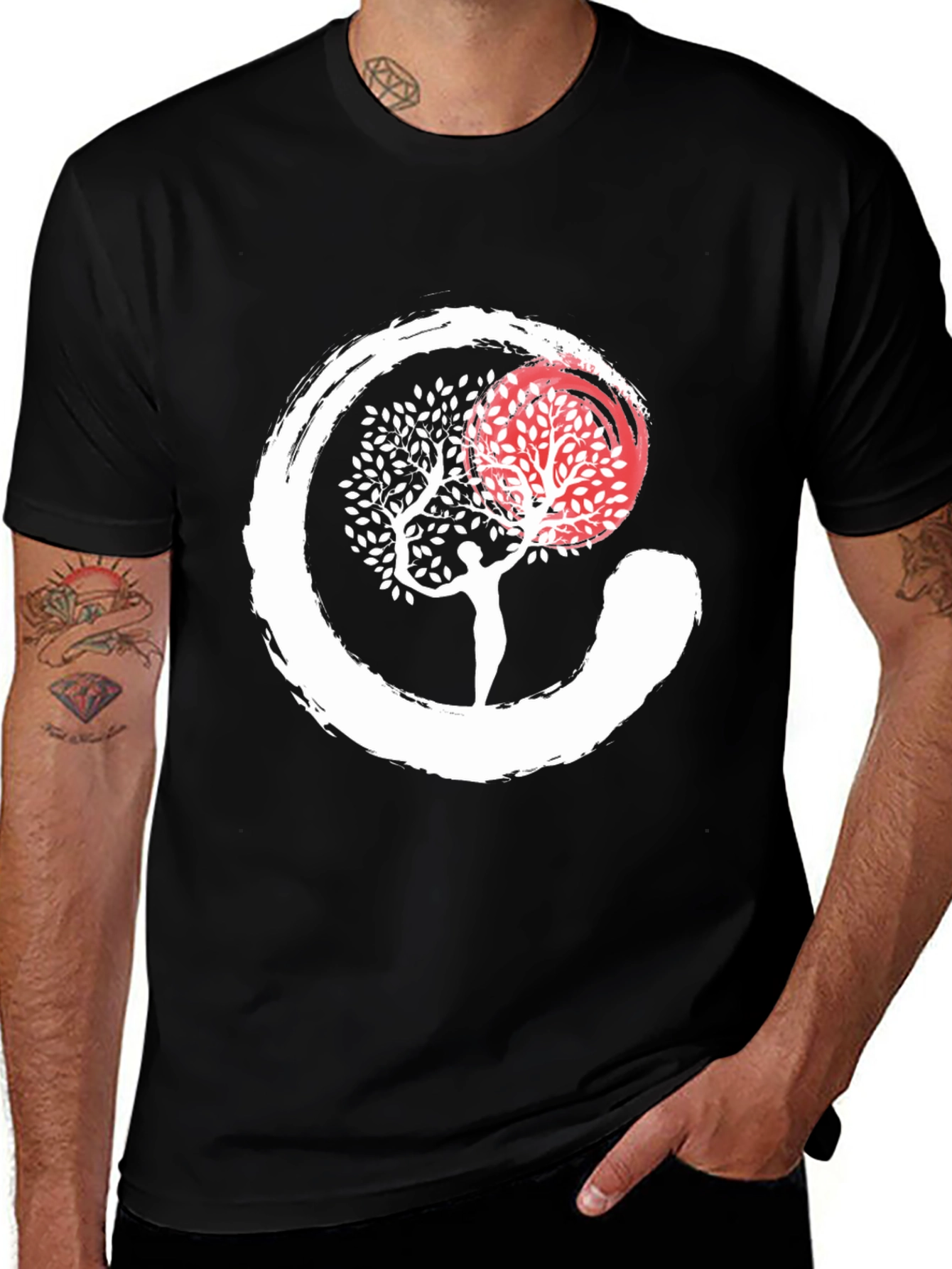 Variant 8 of Zen Circle Tree Graphic Tee - Unique Design Shirt