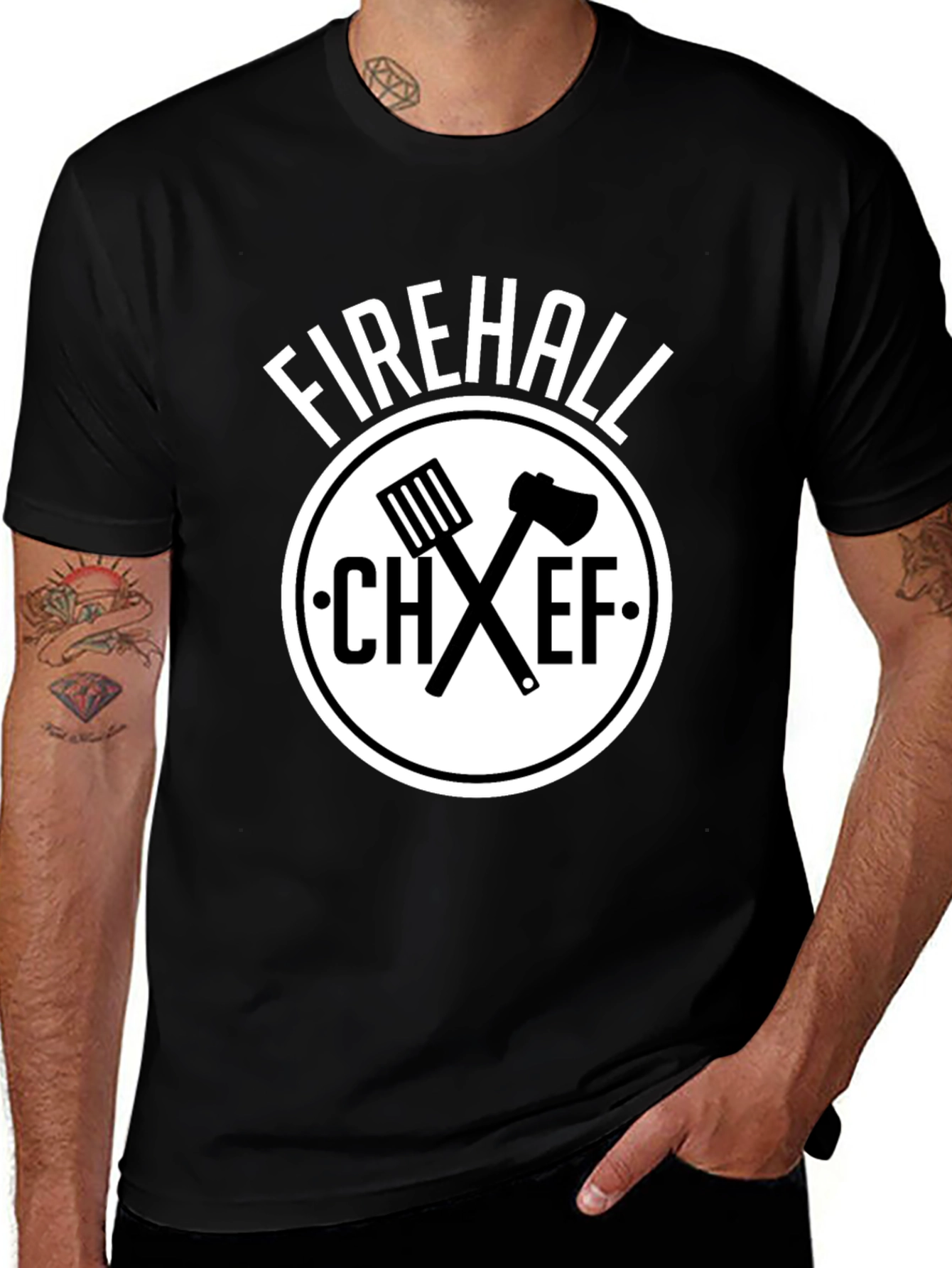 Black Firehall Chef BBQ T-Shirt - Grill Master Apparel main image