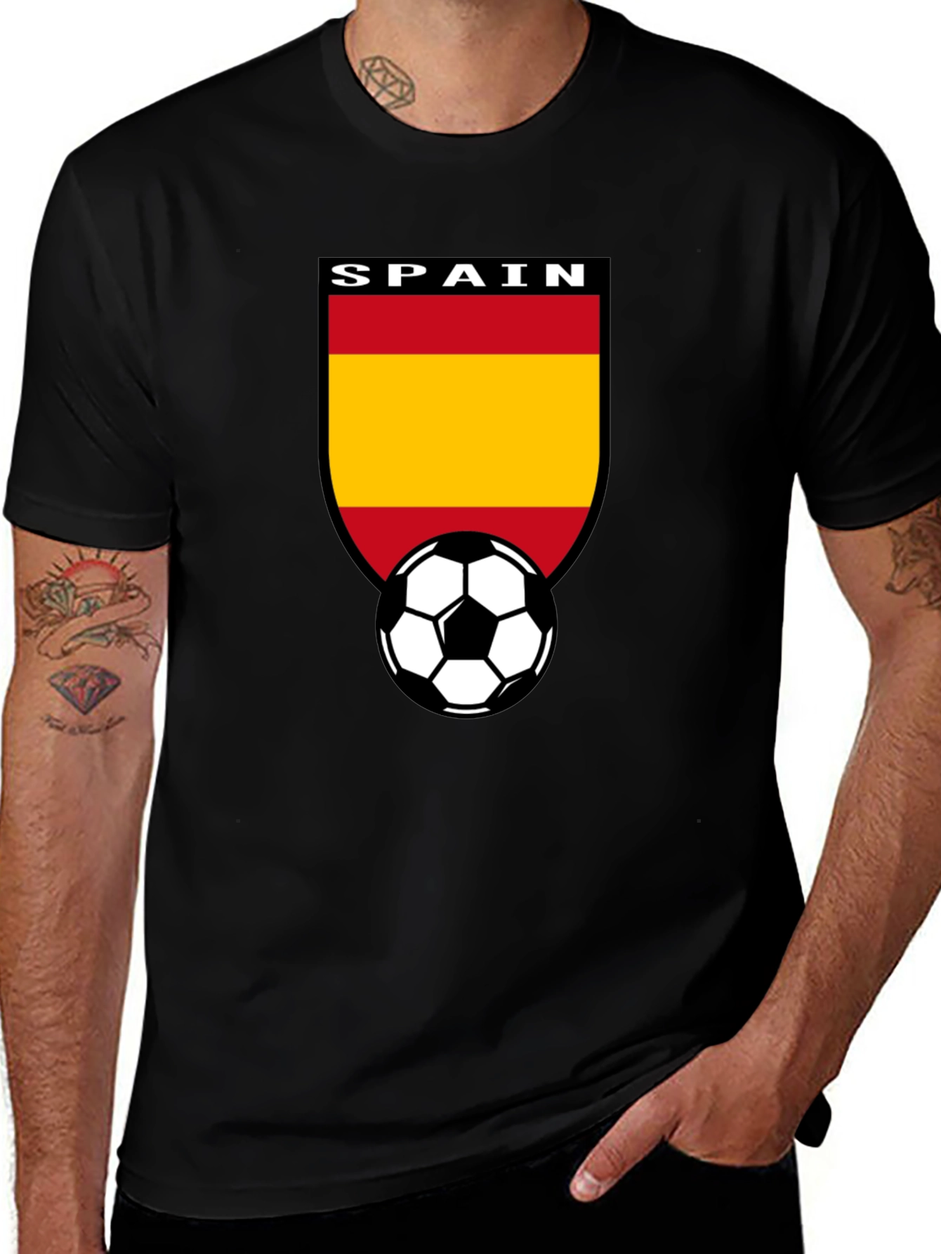 Variant 28 of Spain Soccer Fan T-Shirt - Black Cotton Tee