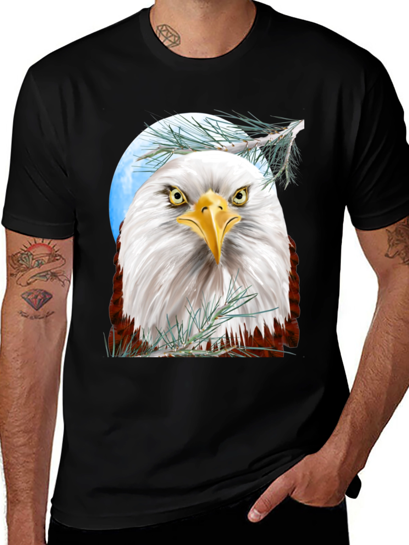 Black Bald Eagle Graphic T-Shirt - Patriotic Design main image