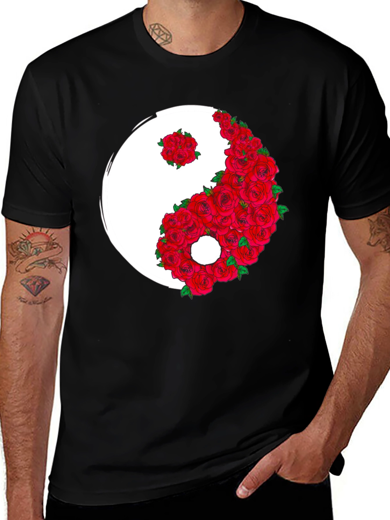 Variant 23 of Yin Yang Rose Graphic T-Shirt