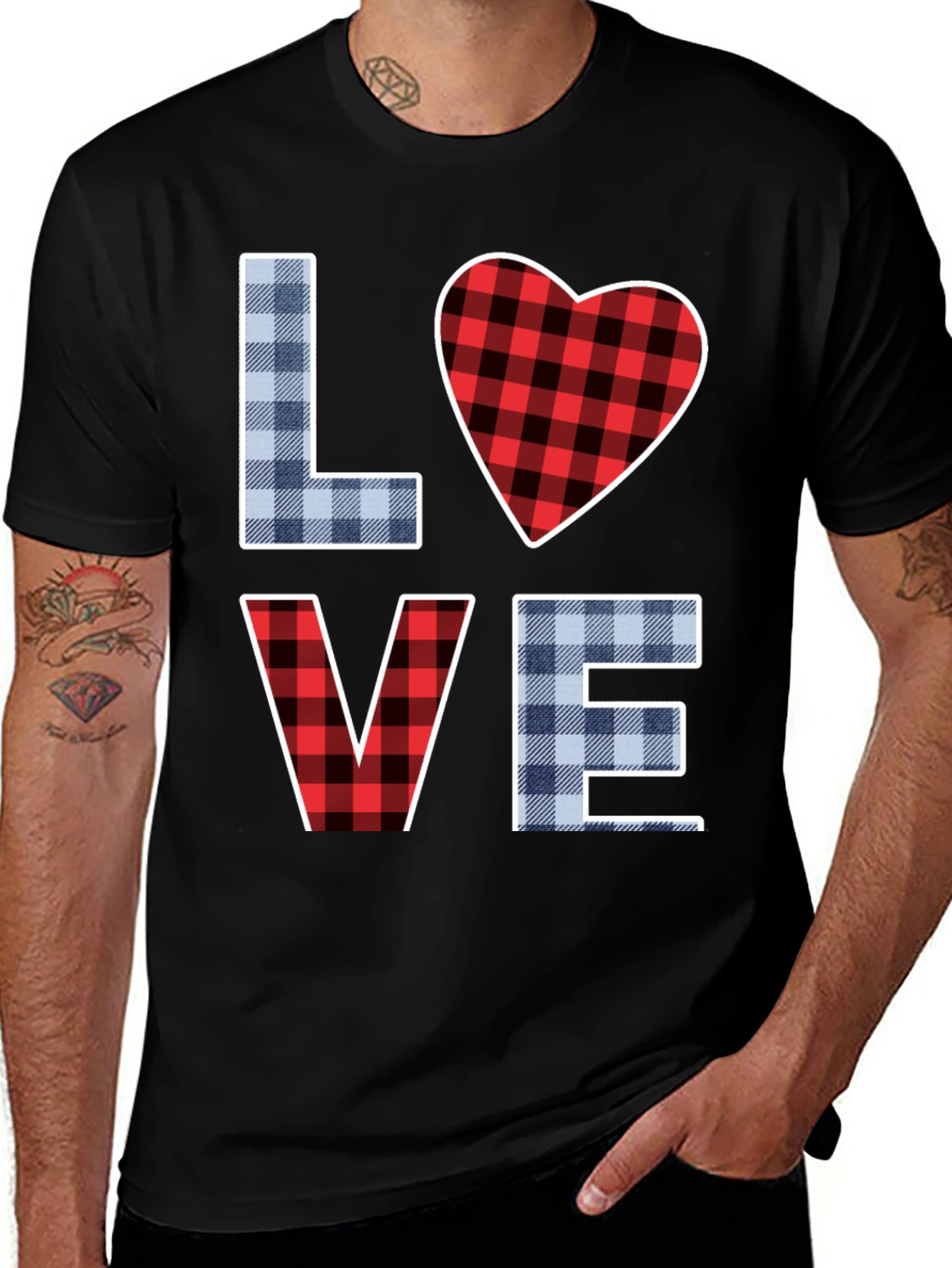 Plaid LOVE Graphic T-Shirt