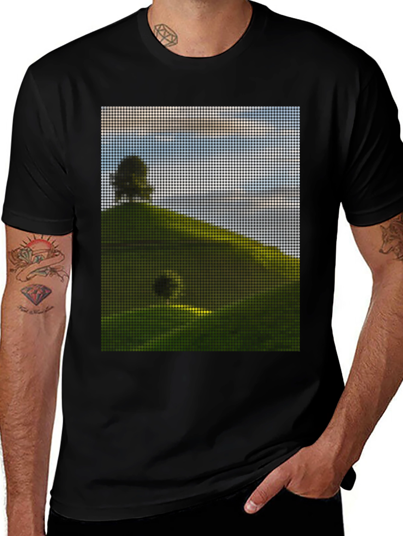 Variant 19 of Windows XP Hill T-Shirt - Pixelated Bliss