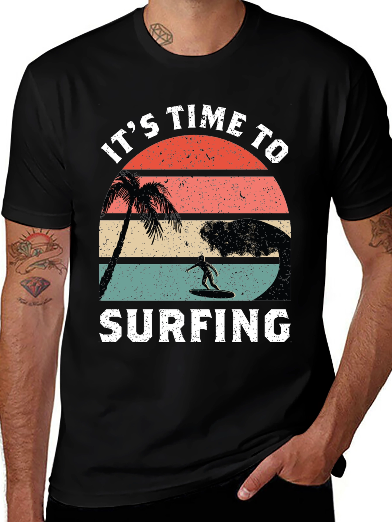 Variant 26 of It's Time to Surfing Retro Graphic Tee