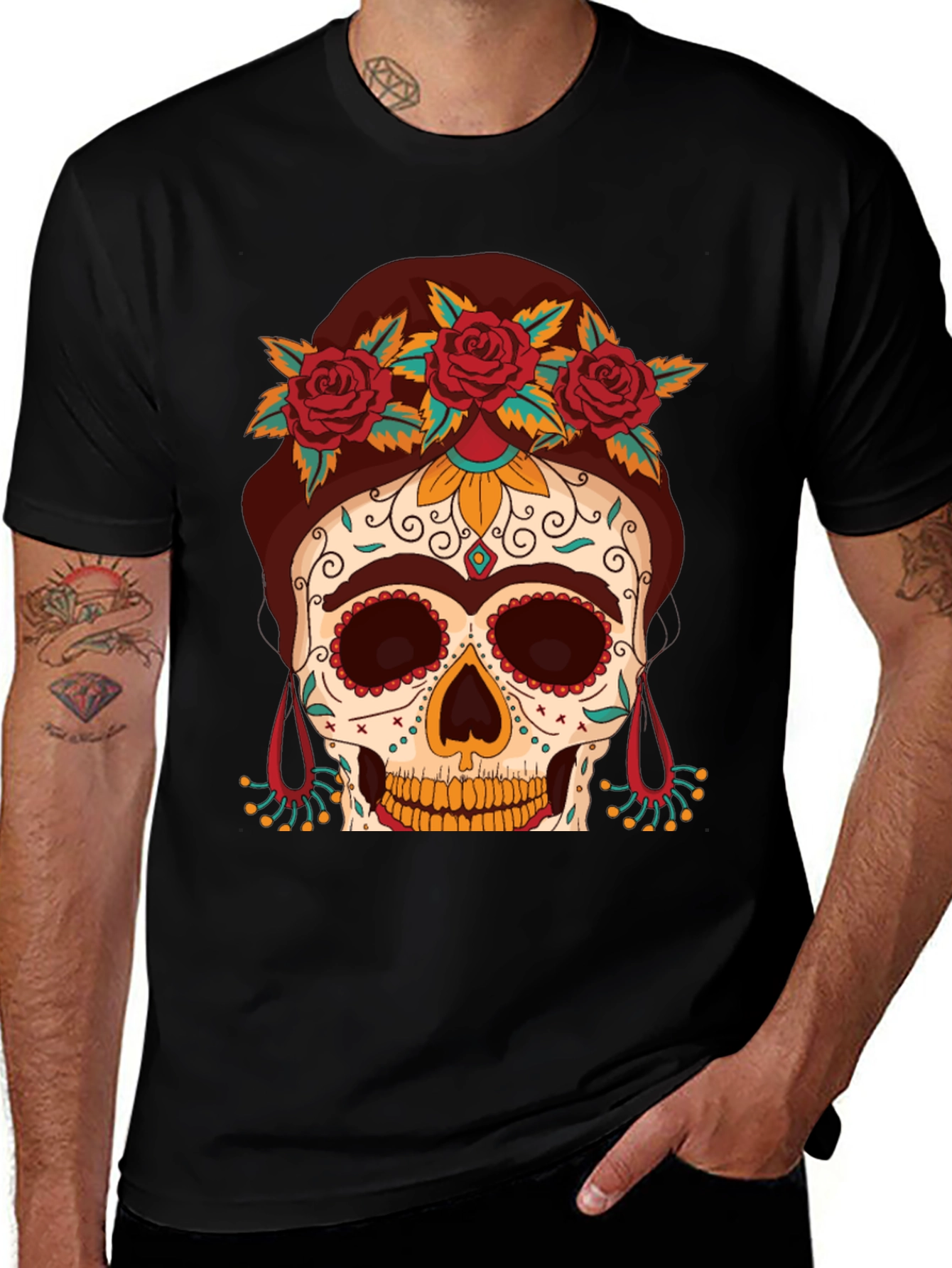 Frida Kahlo Sugar Skull T-Shirt - Dia de los Muertos