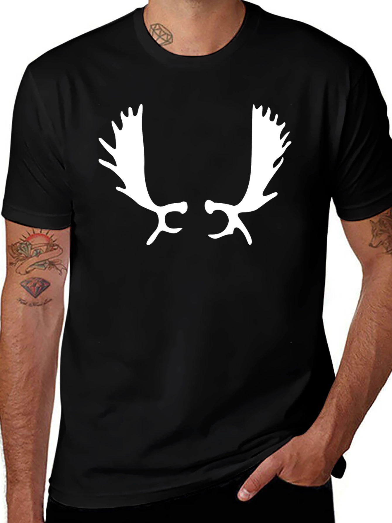 Variant 10 of Antler Graphic Tee - Black Cotton T-Shirt