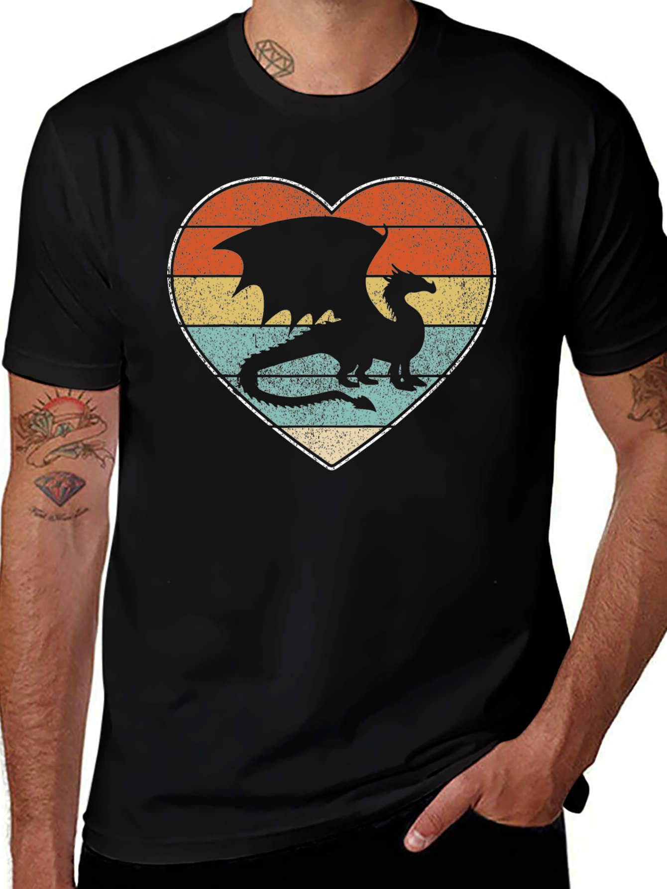Variant 28 of Dragon Heart Graphic Tee - Retro Style
