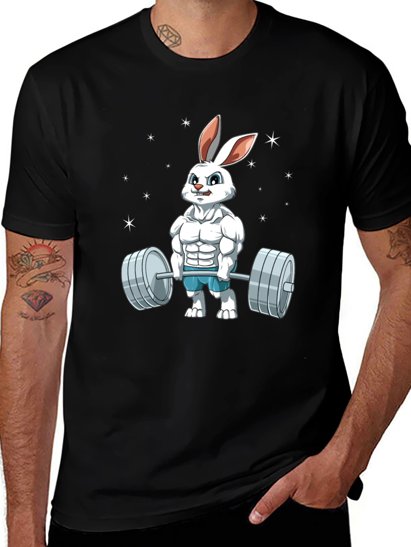 Variant 10 of Funny Bunny Gym T-Shirt - Weightlifting Easter Rabbit