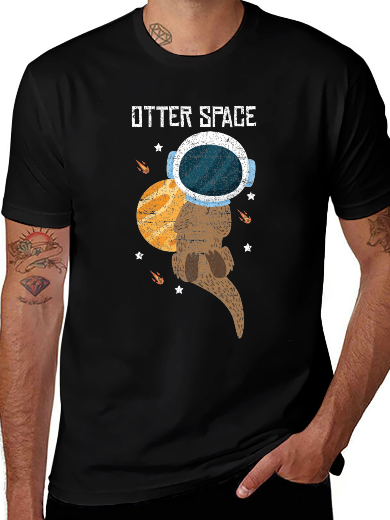 Variant 12 of Otter Space T-Shirt - Astronaut Otter in Space