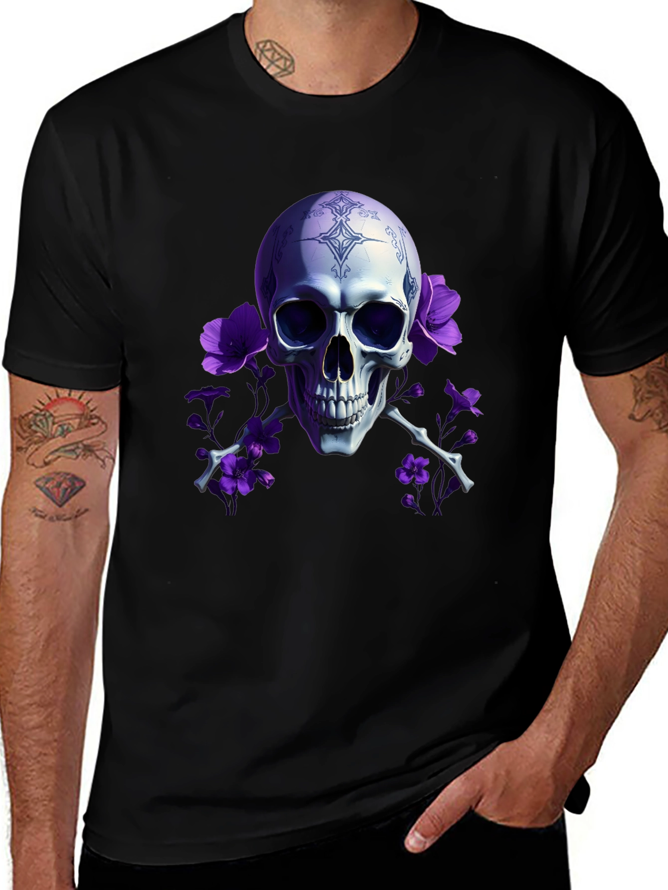 Variant 2 of Skull & Flowers Graphic Tee