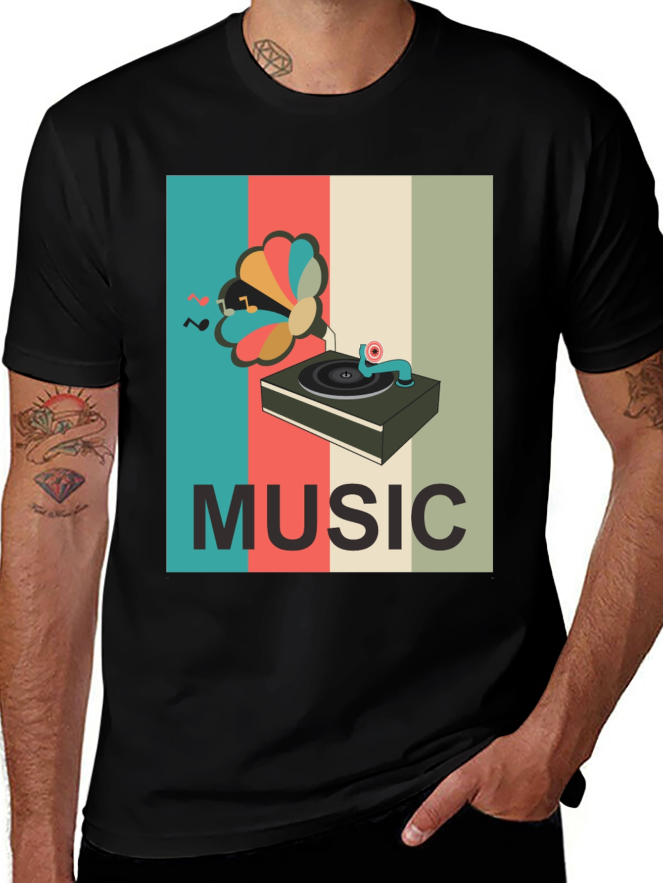 Variant 30 of Retro Music Lover T-Shirt - Vintage Style Gramophone Design