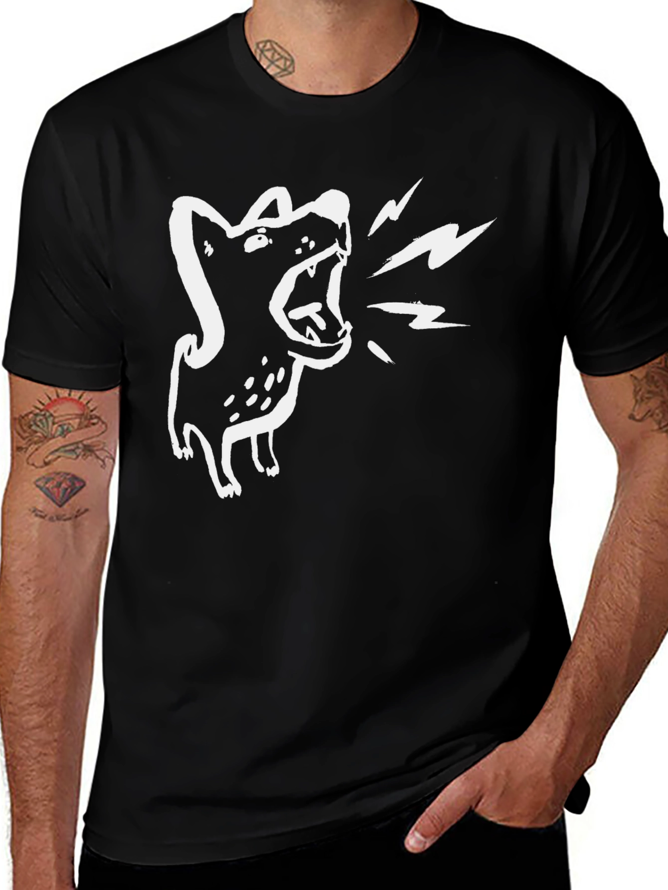 Variant 13 of Barking Dog Graphic Tee - Black Cotton T-Shirt