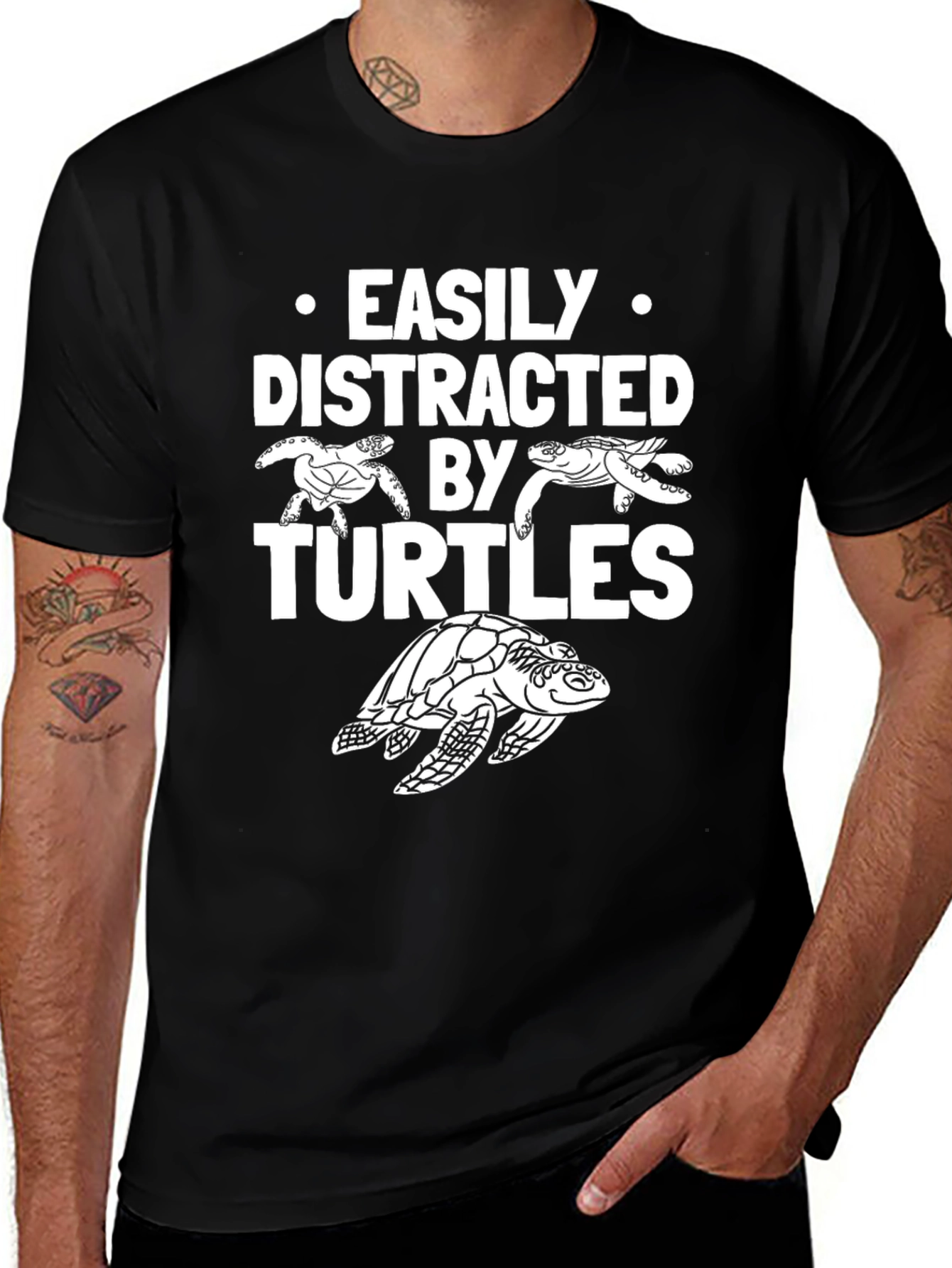 Variant 10 of Easily Distracted By Turtles T-Shirt - Black