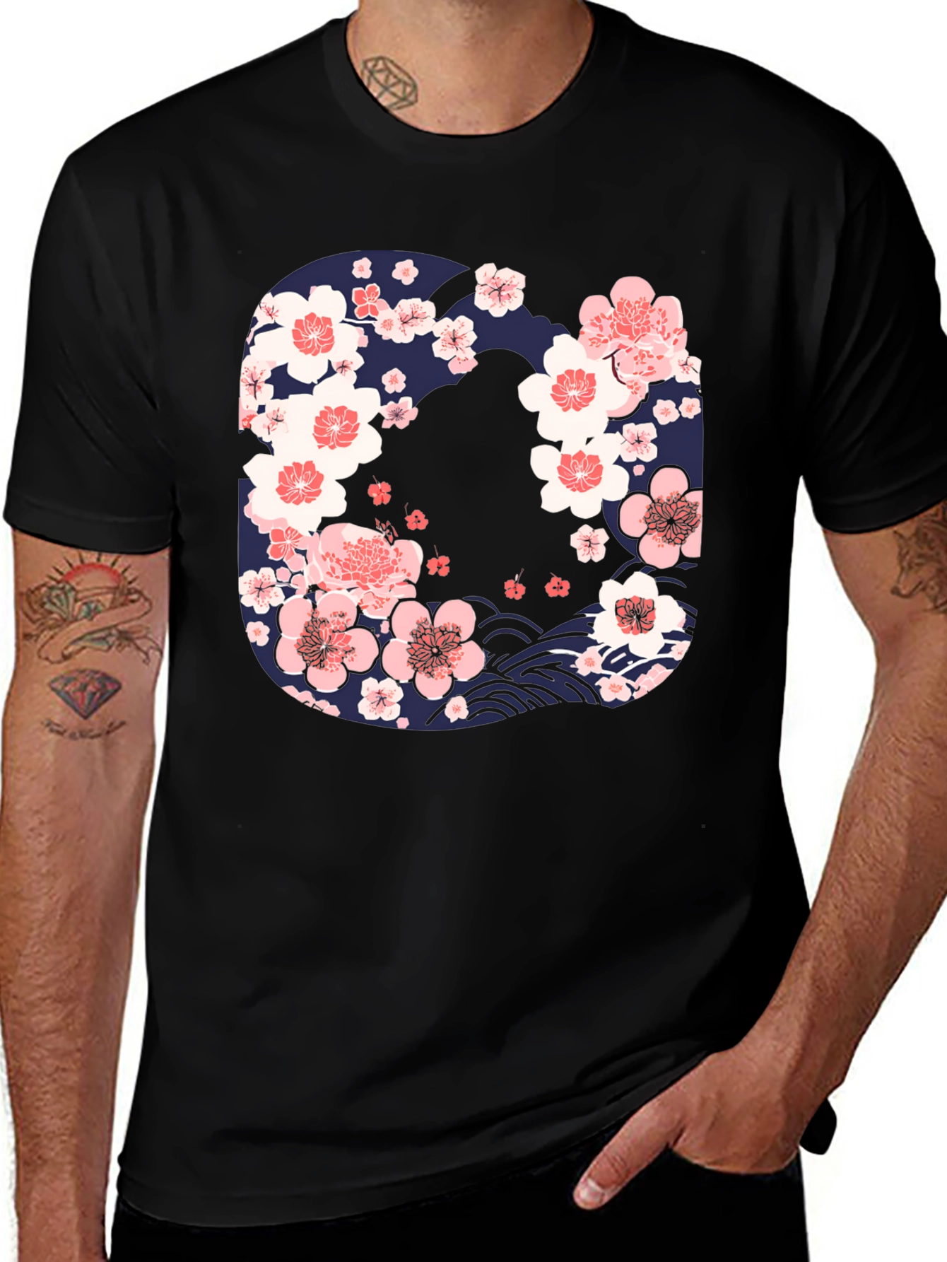 Variant 17 of Floral Letter T-Shirt - Stylish Graphic Tee