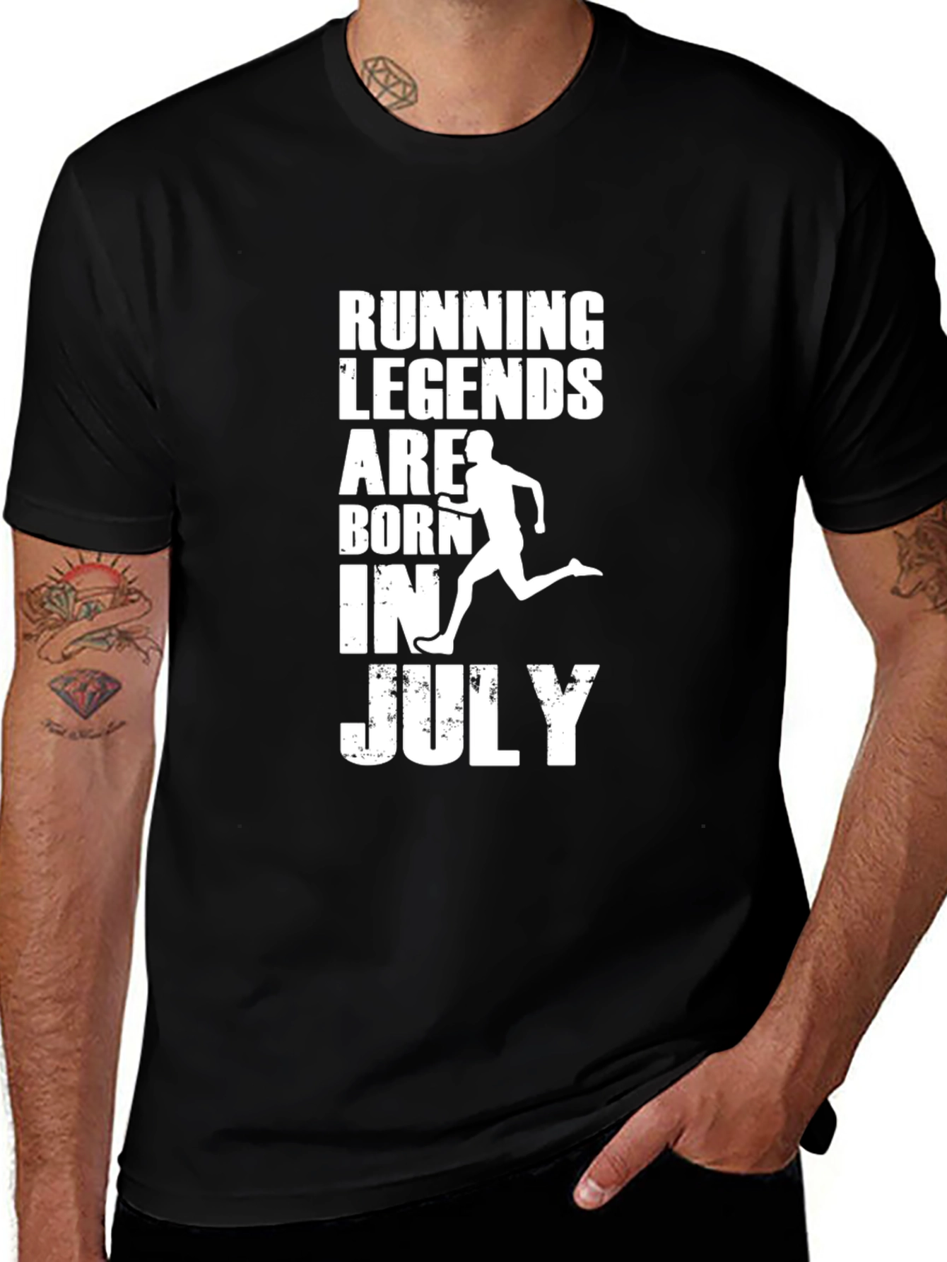 Running Legends Born in July Black T-Shirt