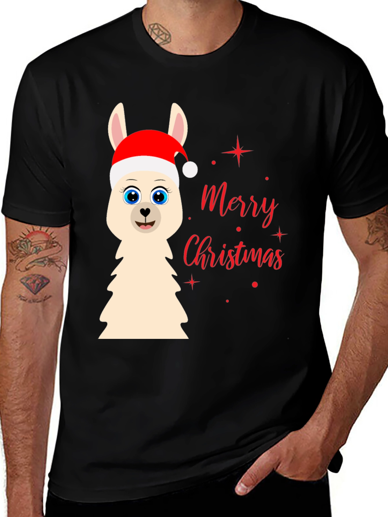 Festive Llama Christmas Graphic Tee