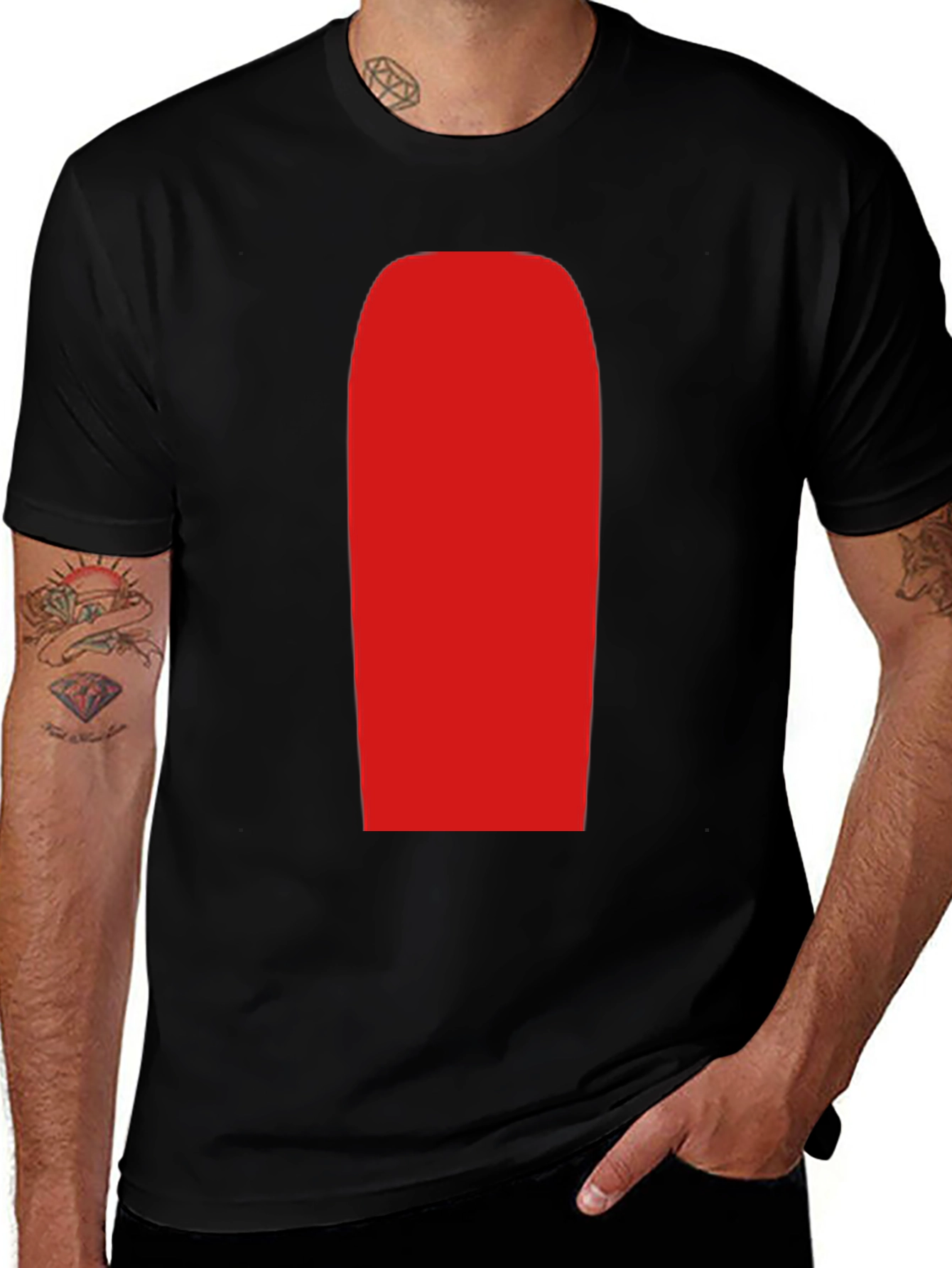 Variant 23 of Men's Black T-Shirt with Red Rectangle Graphic