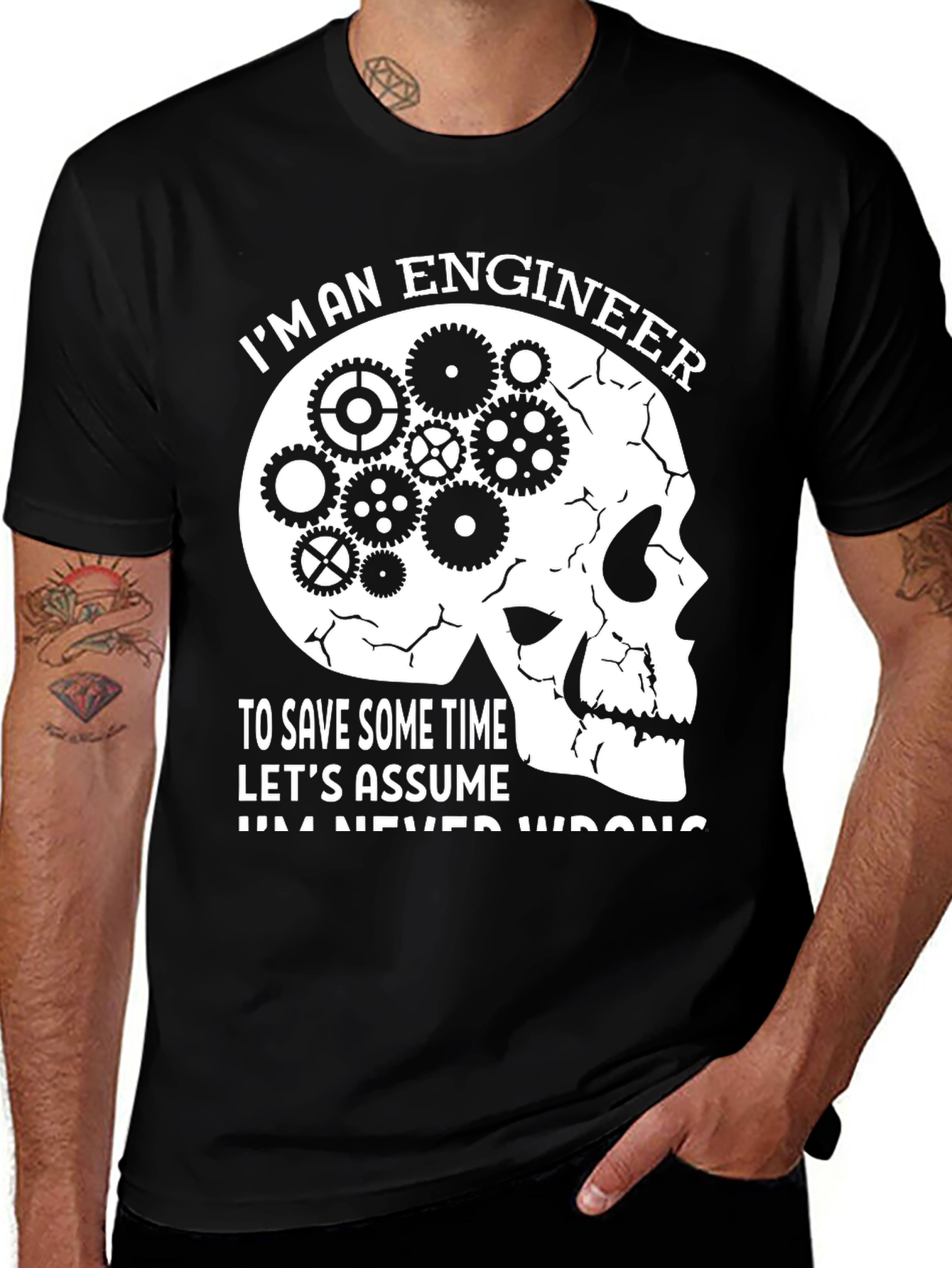 Variant 10 of Engineer Skull Gear T-Shirt - Funny Sarcastic Tee