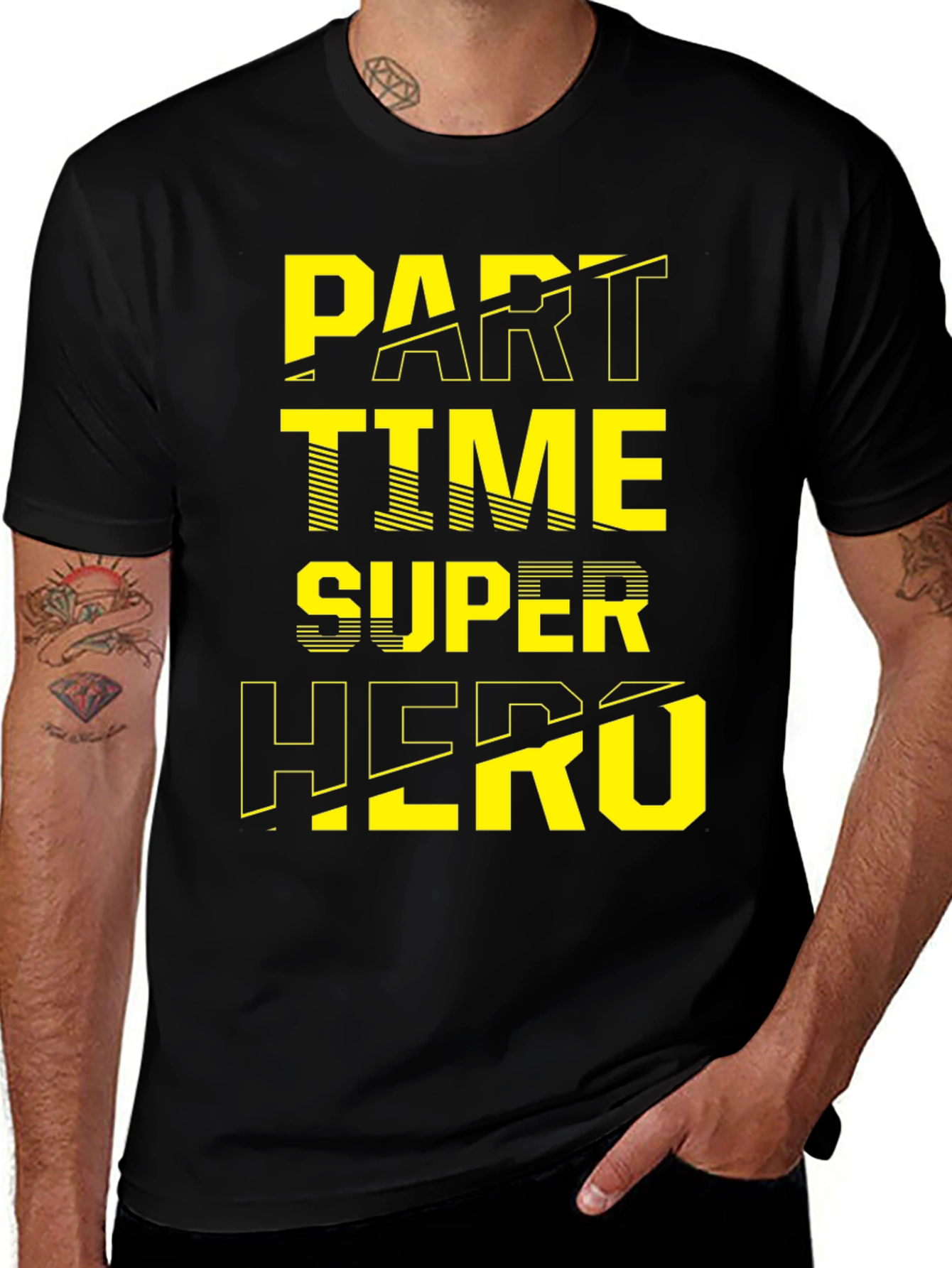 Variant 6 of Part Time Super Hero Black Graphic Tee