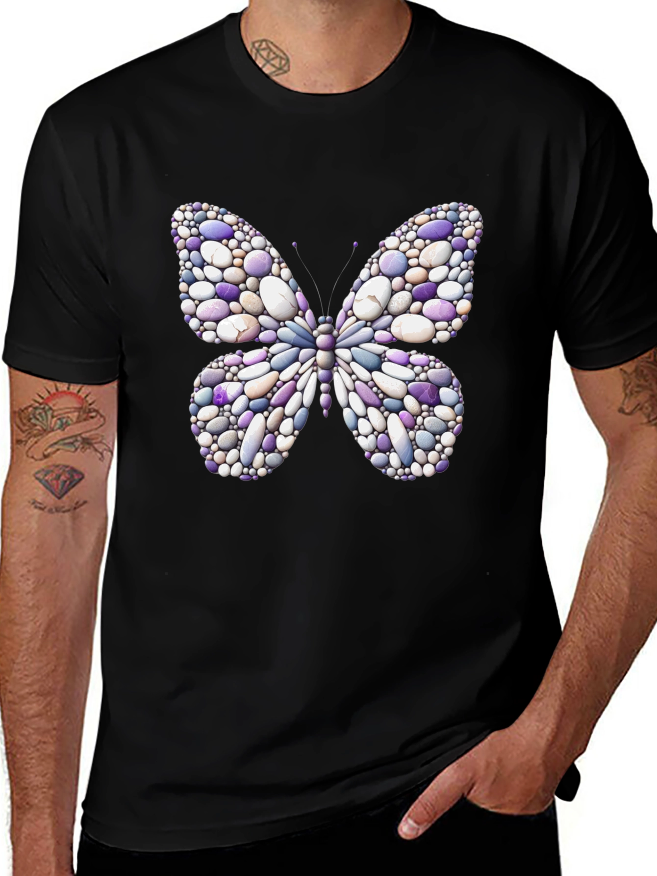 Variant 15 of Butterfly Stone Art Graphic Tee - Black