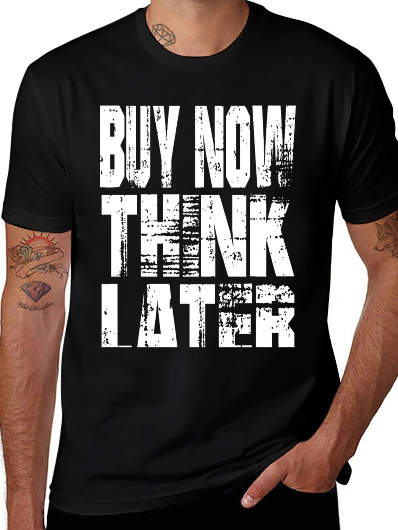 Variant 20 of Buy Now Think Later Graphic Tee