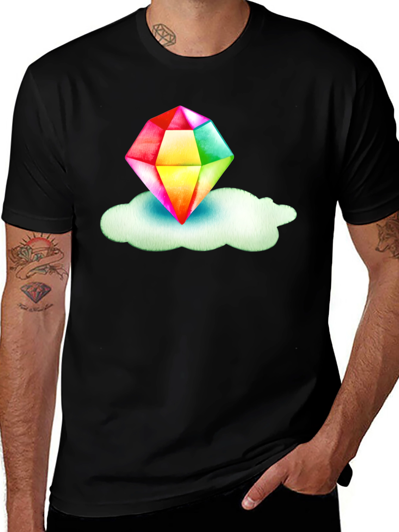 Variant 23 of Rainbow Diamond Cloud Graphic Tee